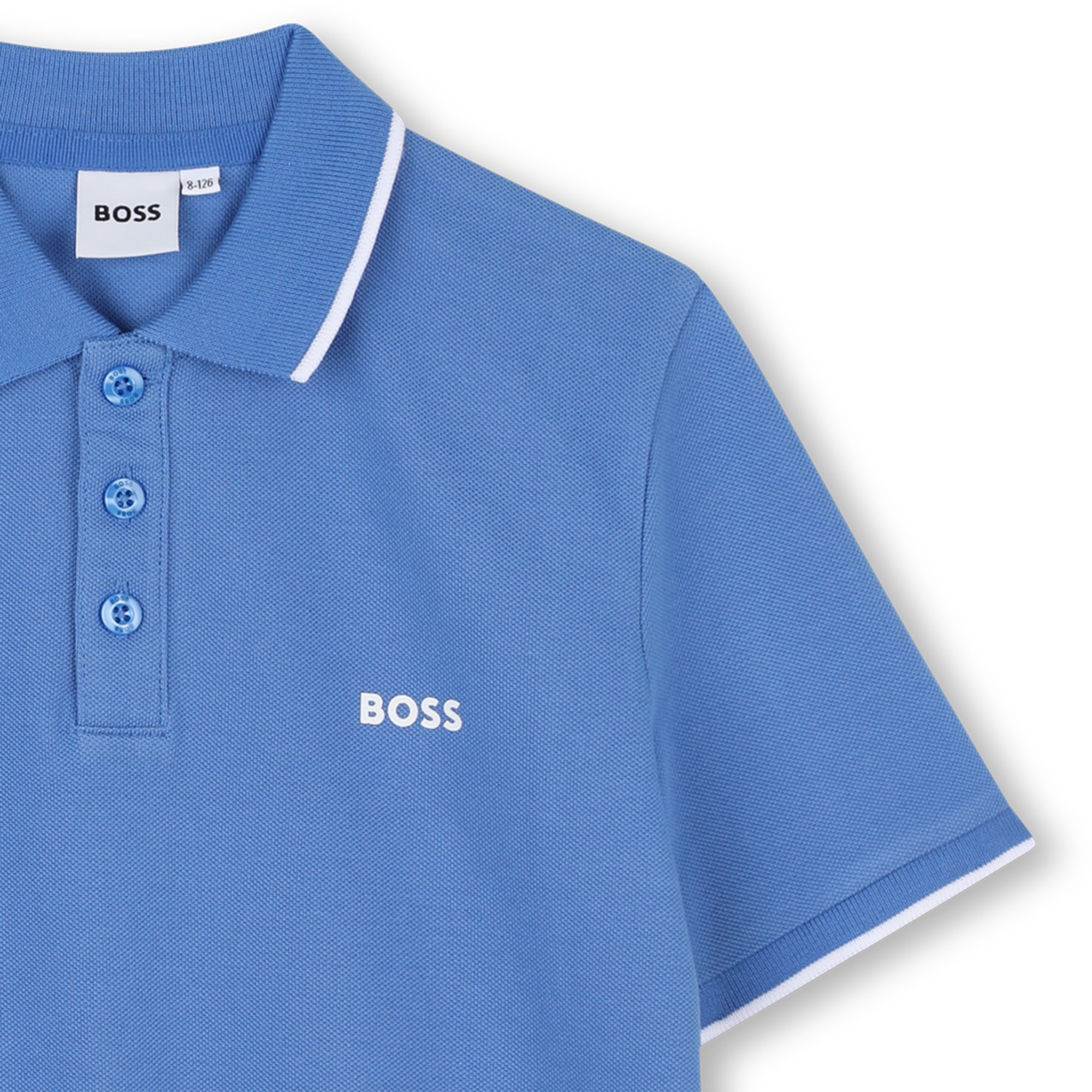 Plain cotton piqué polo shirt BOSS for BOY