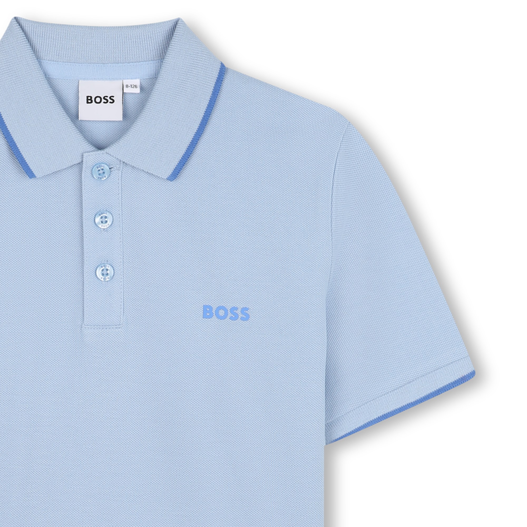 Plain cotton piqué polo shirt BOSS for BOY