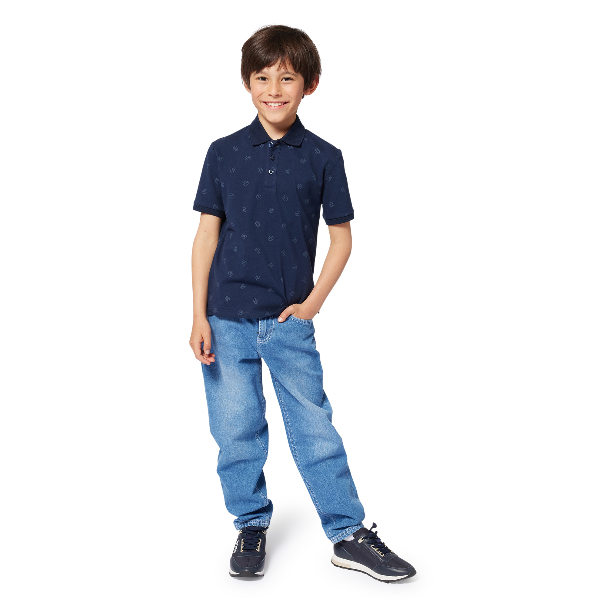 Printed straight-cut polo BOSS for BOY