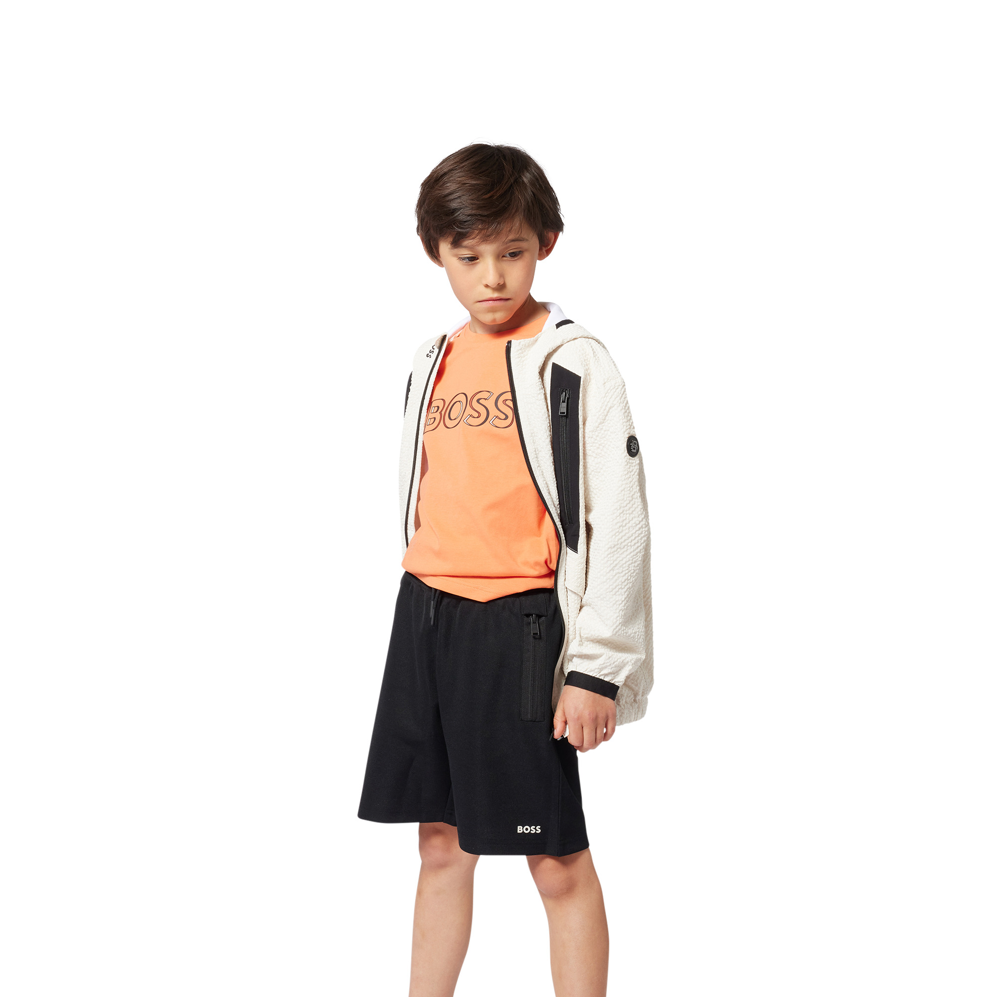 Zip-up hooded windbreaker BOSS for BOY