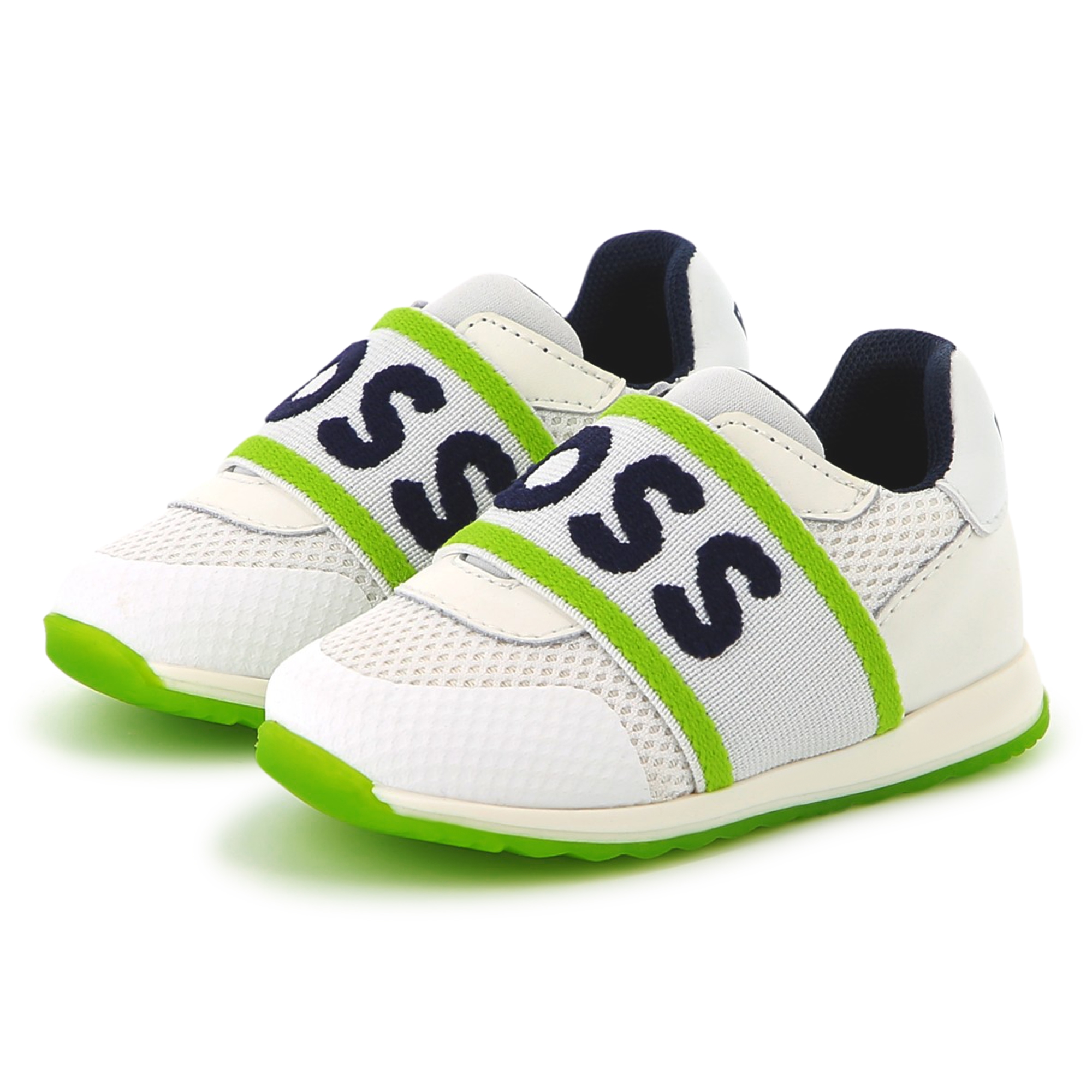 Sneakers met leer en visnet BOSS Voor