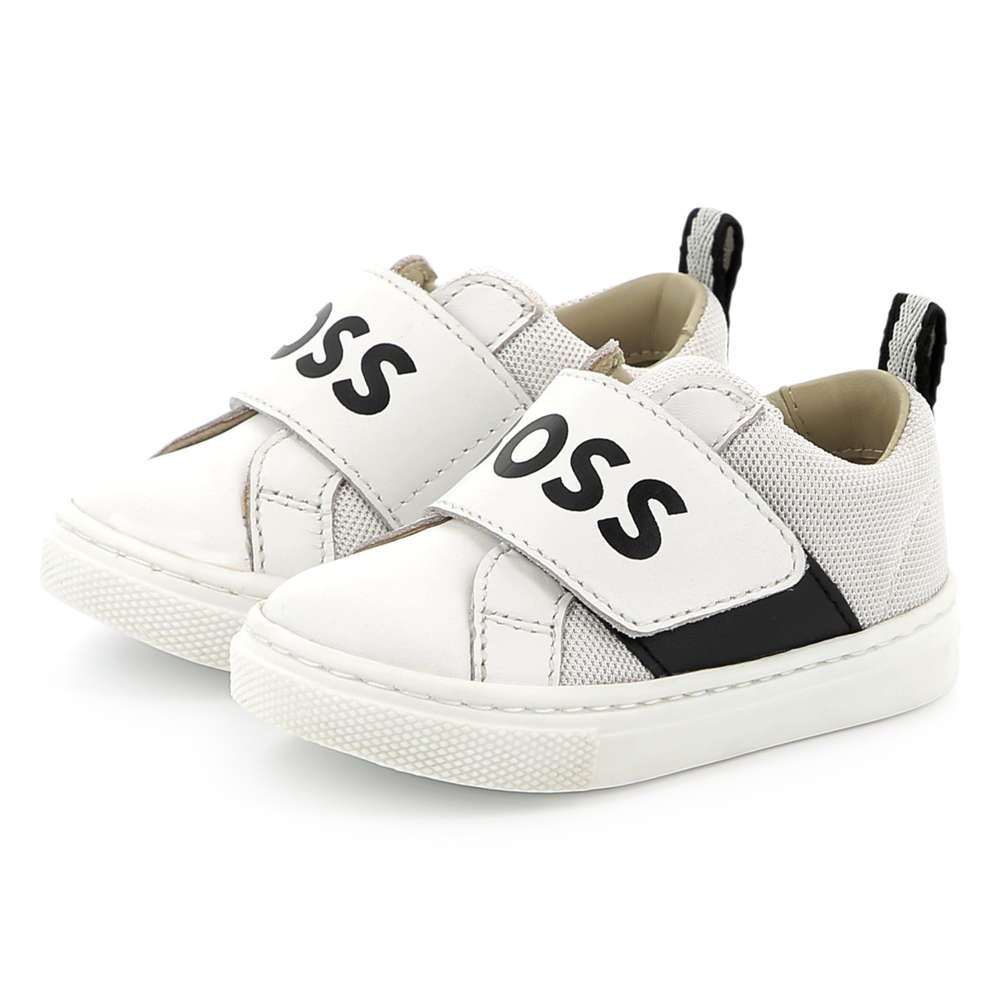 Leren sneakers met klittenband BOSS Voor