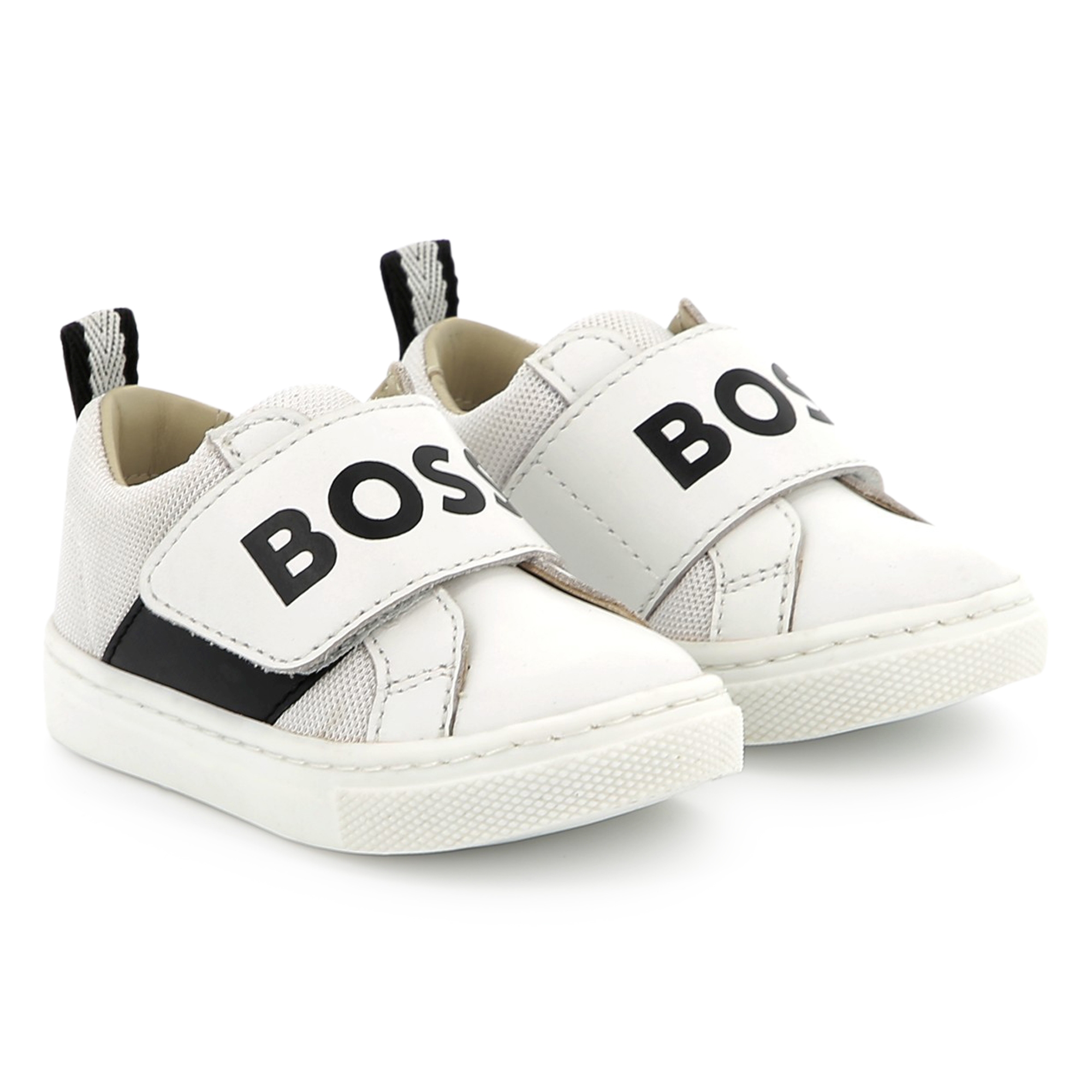 Leren sneakers met klittenband BOSS Voor