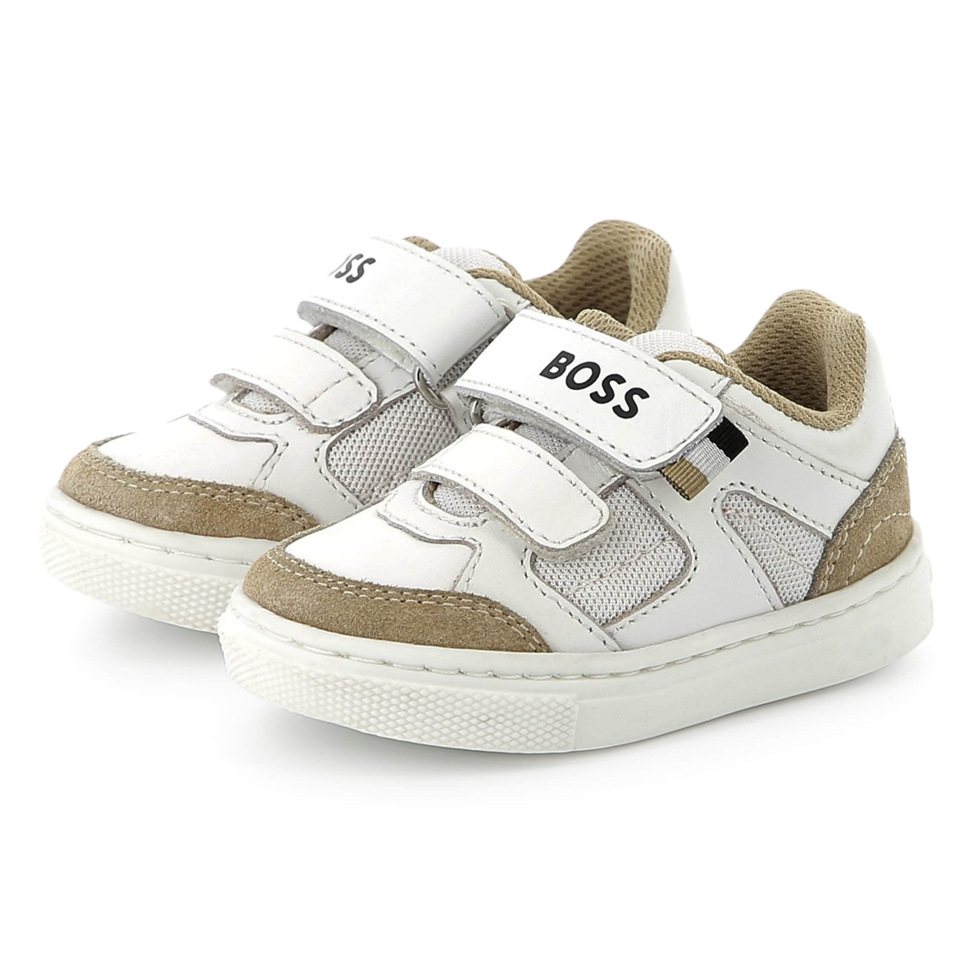 Leather hook-and-loop trainers BOSS for BOY