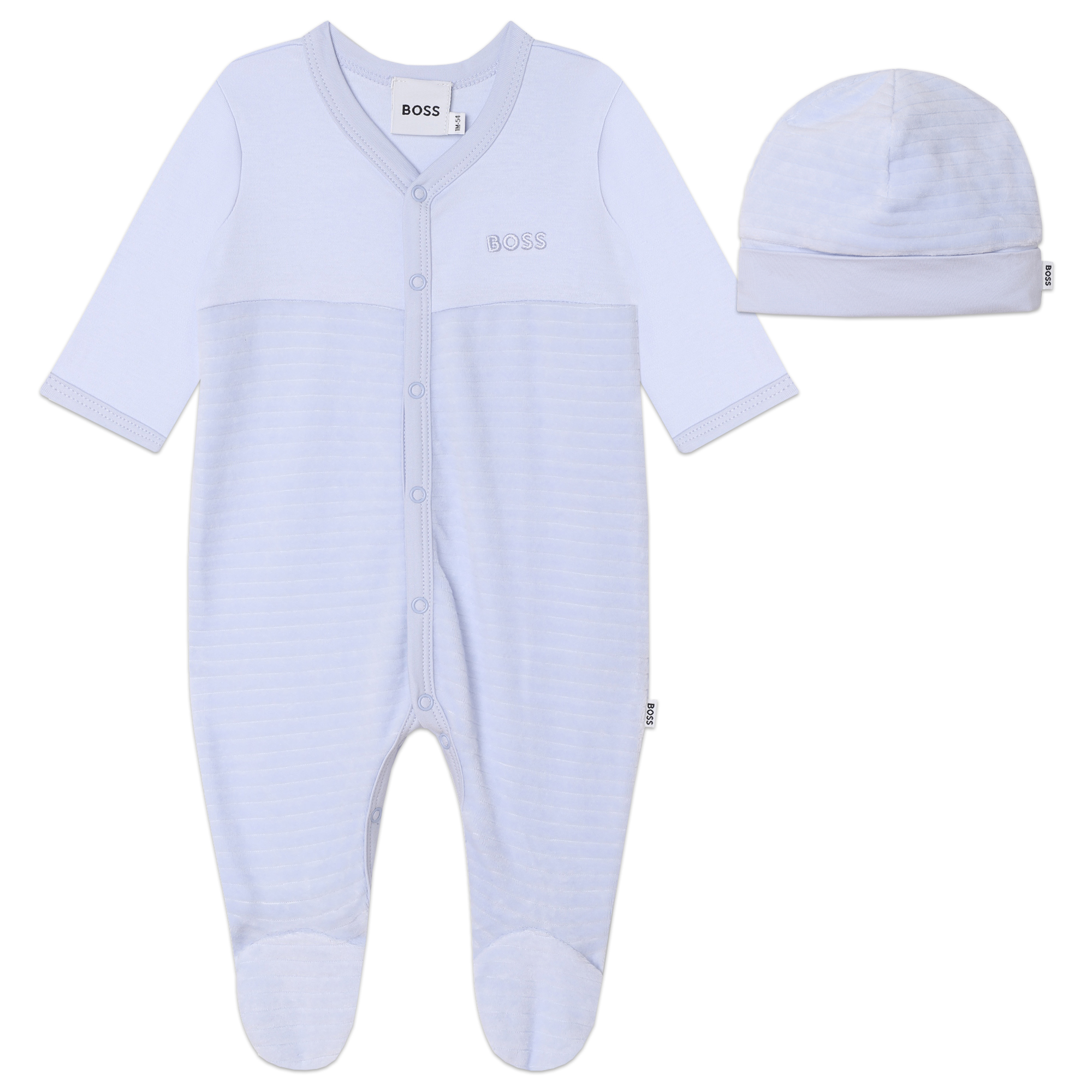 Pyjama en velours et bonnet assorti bébé garçon