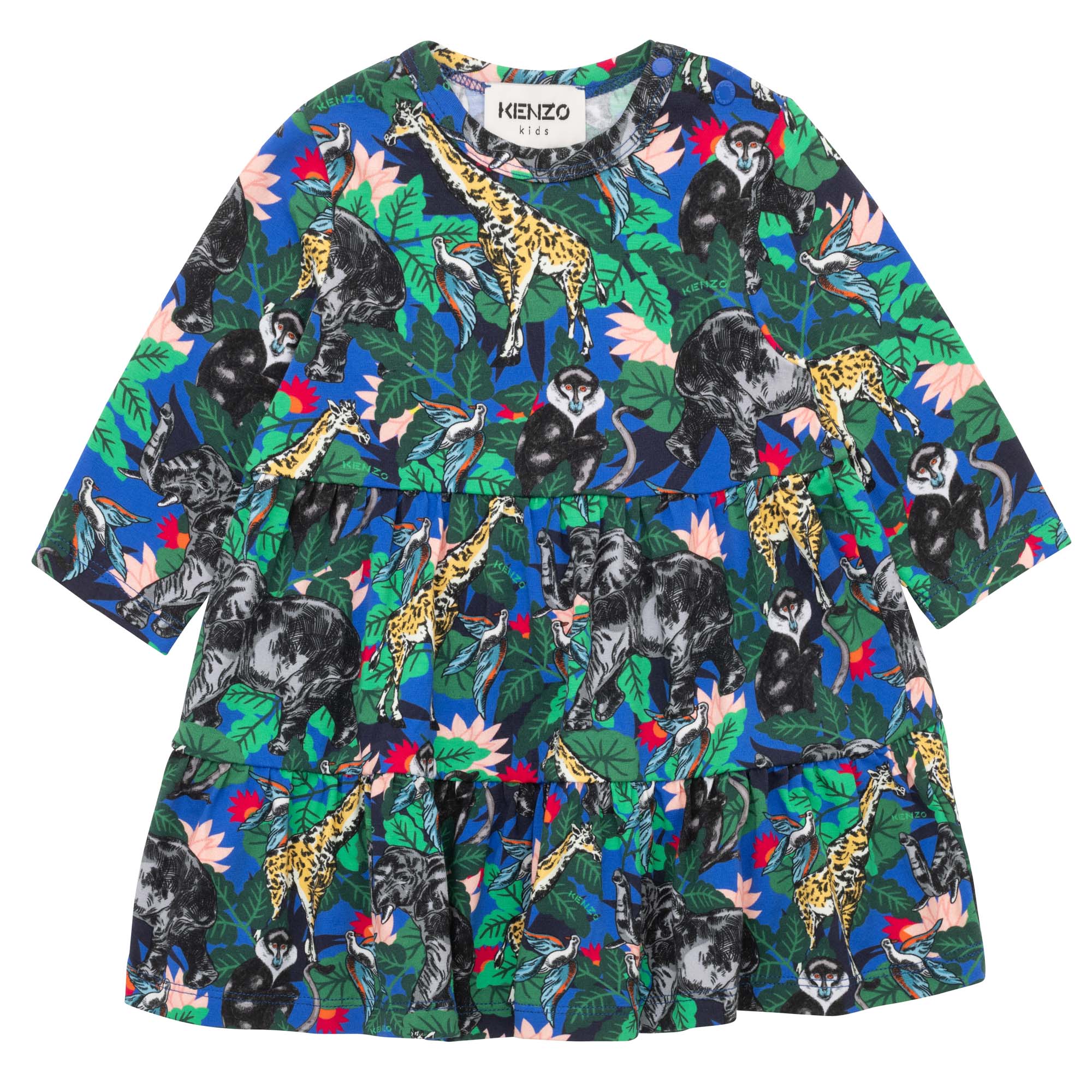 Jungle Print Long Sleeved Dress KENZO KIDS for GIRL