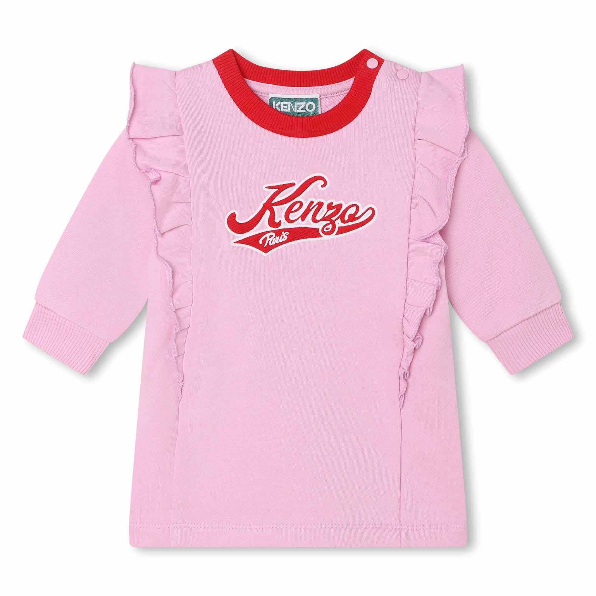 kenzo kids robe droite en coton à logo fille 4a rose