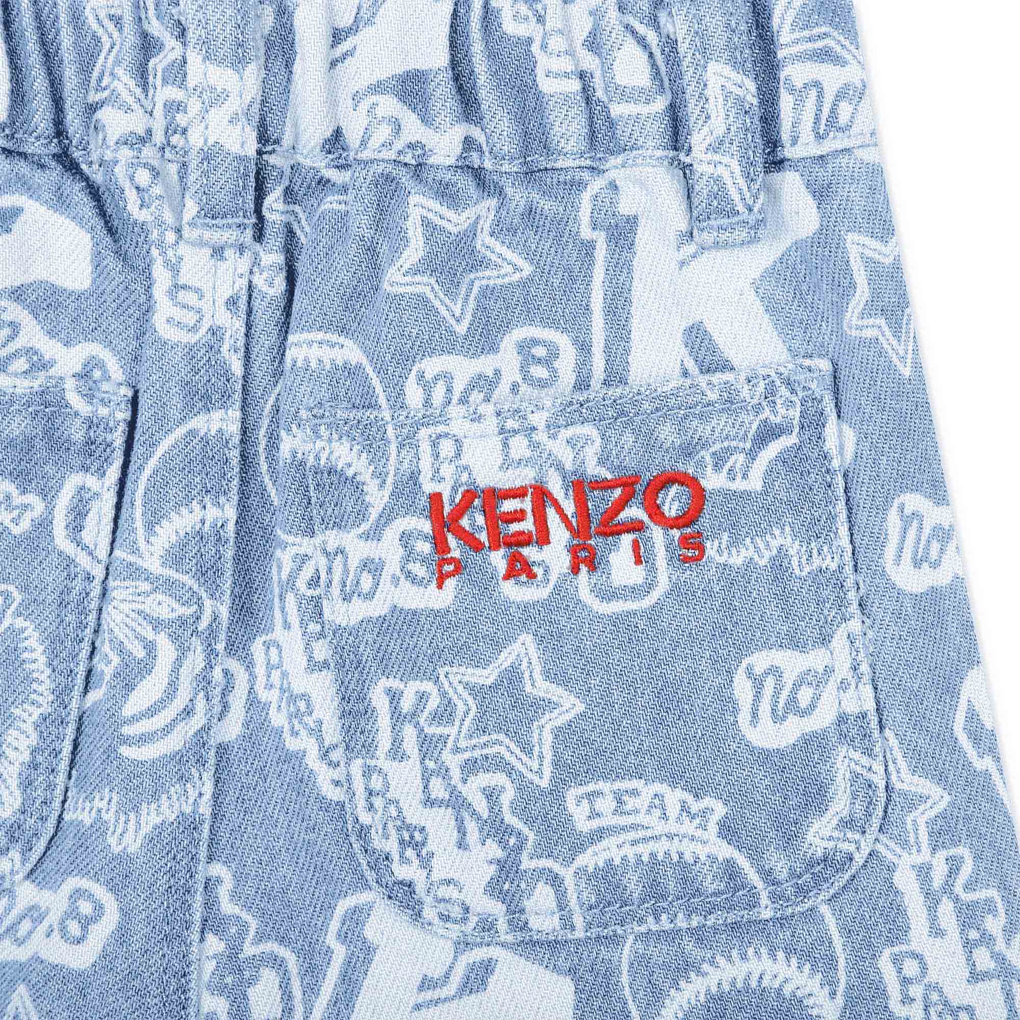 Printed cotton wide-leg jeans KENZO KIDS for GIRL