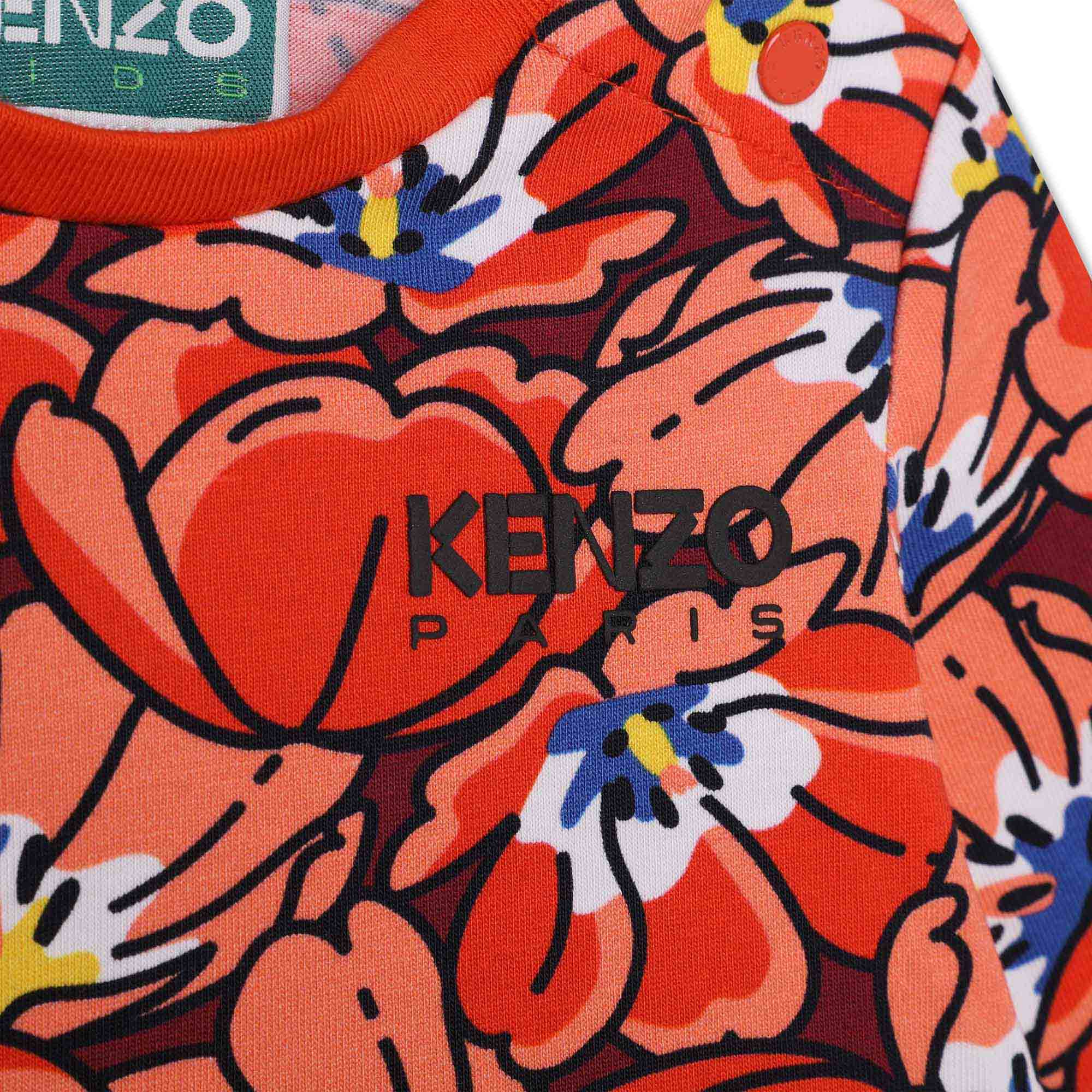 T-shirt met bloemen en volant KENZO KIDS Voor