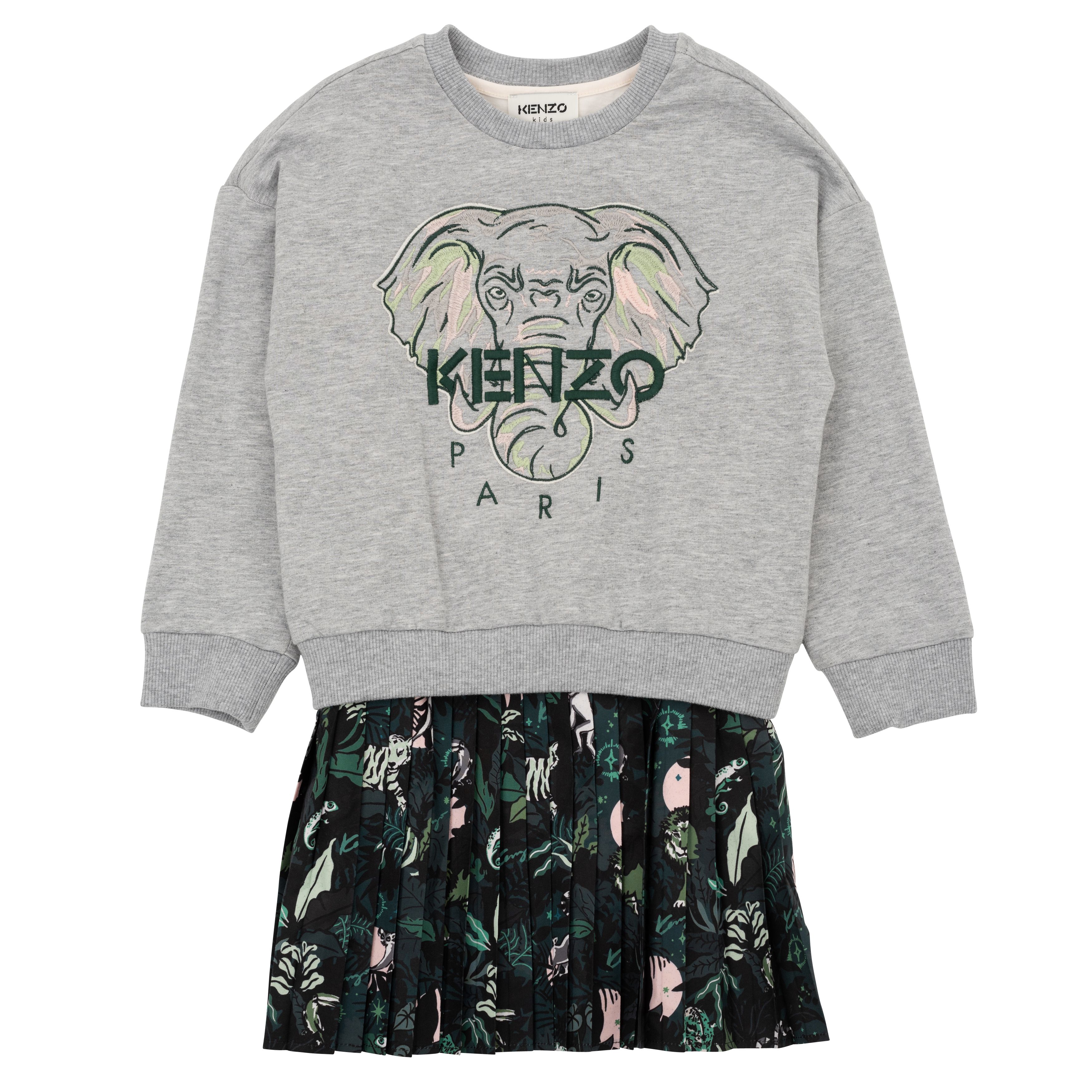 Dual-material dress and sweatshirt KENZO KIDS for GIRL
