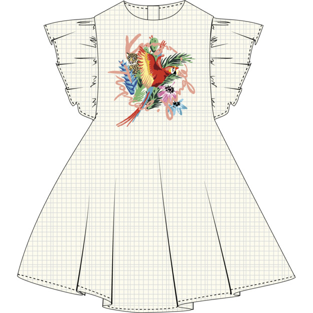 Katoenen jurk met pofmouwen KENZO KIDS Voor