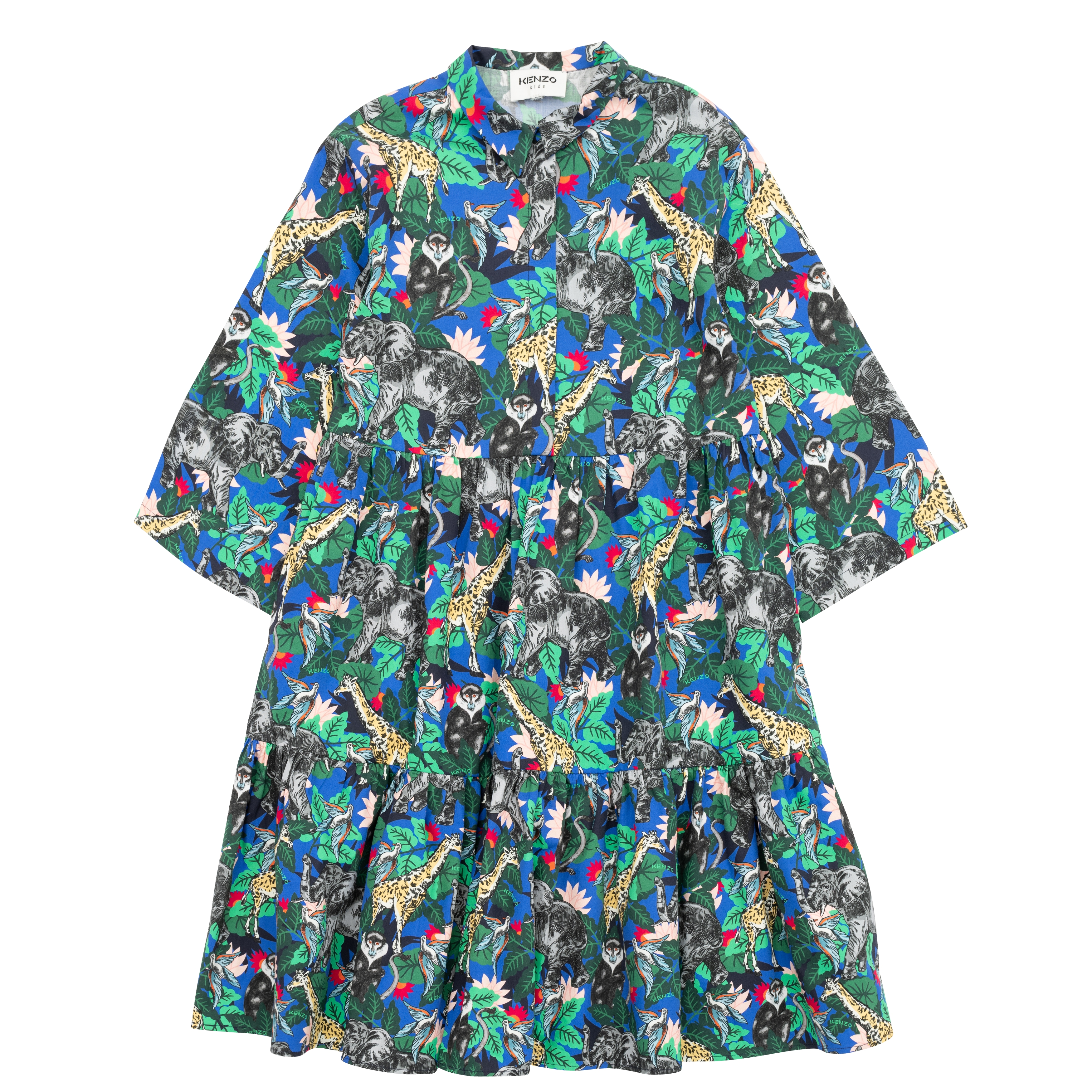 Printed cotton-poplin dress KENZO KIDS for GIRL