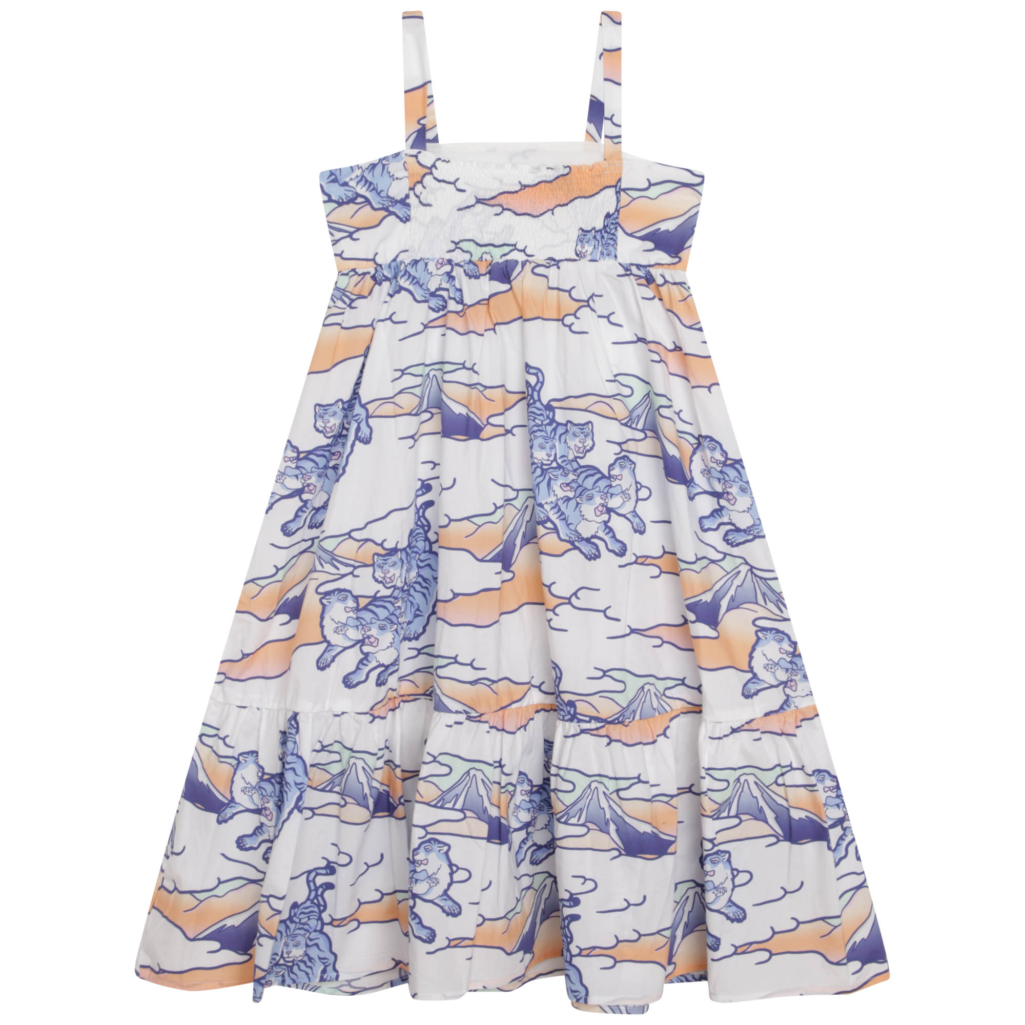 Print cotton dress with frill KENZO KIDS for GIRL