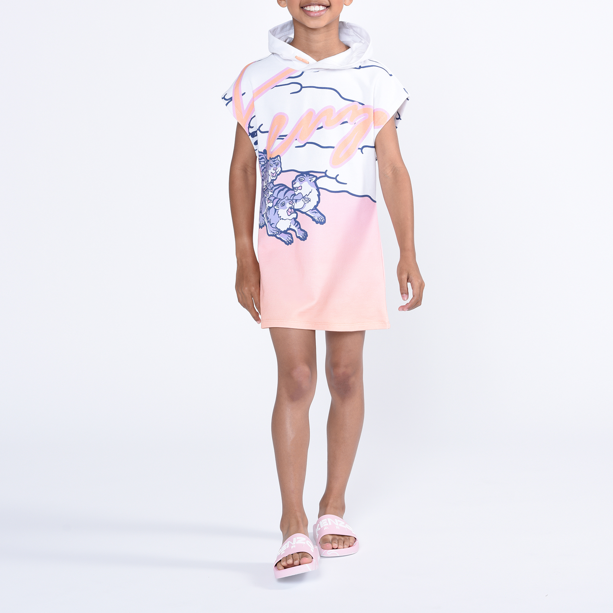 Mouwloze jurk met capuchon KENZO KIDS Voor