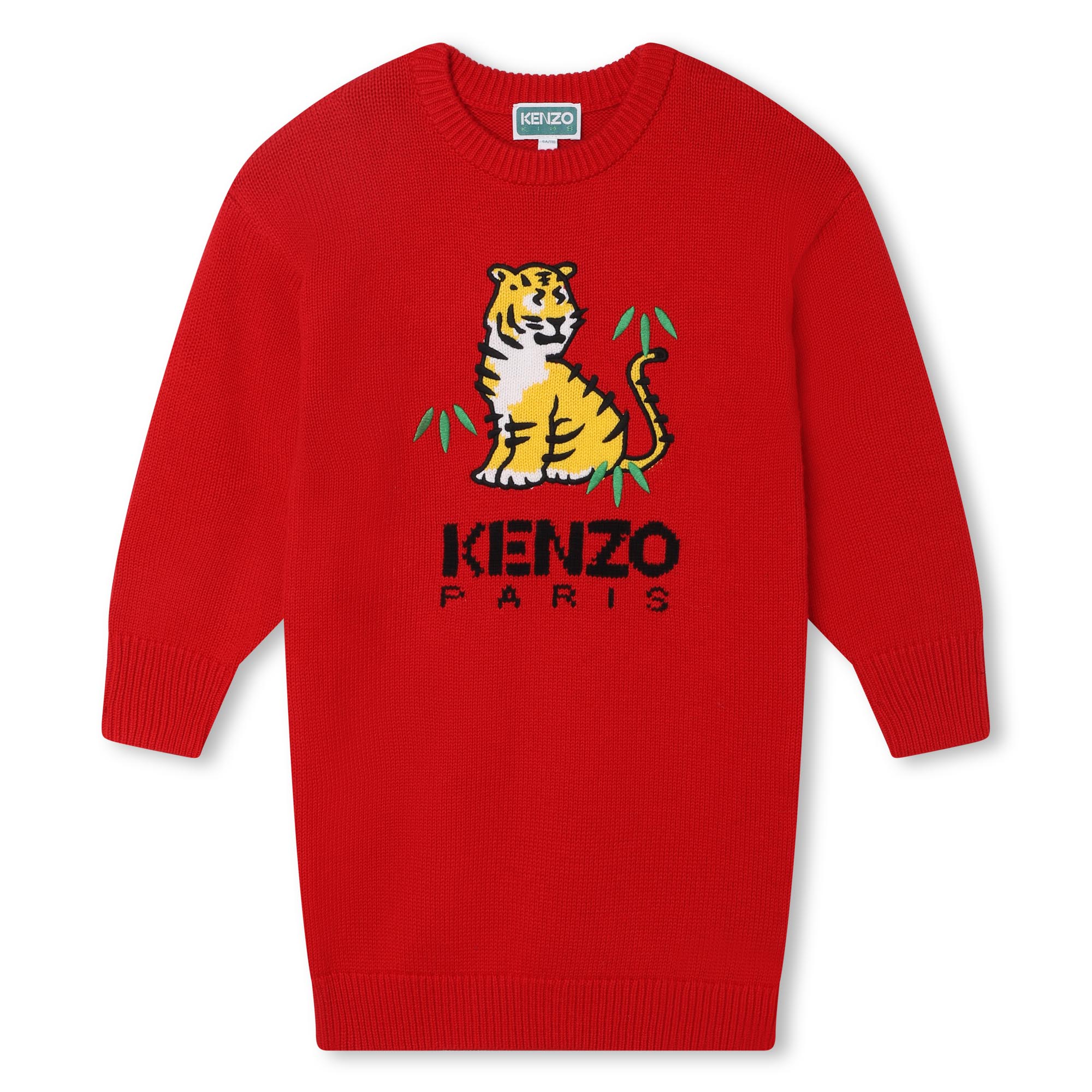 kenzo kids robe pull en tricot jacquard fille 14a rouge