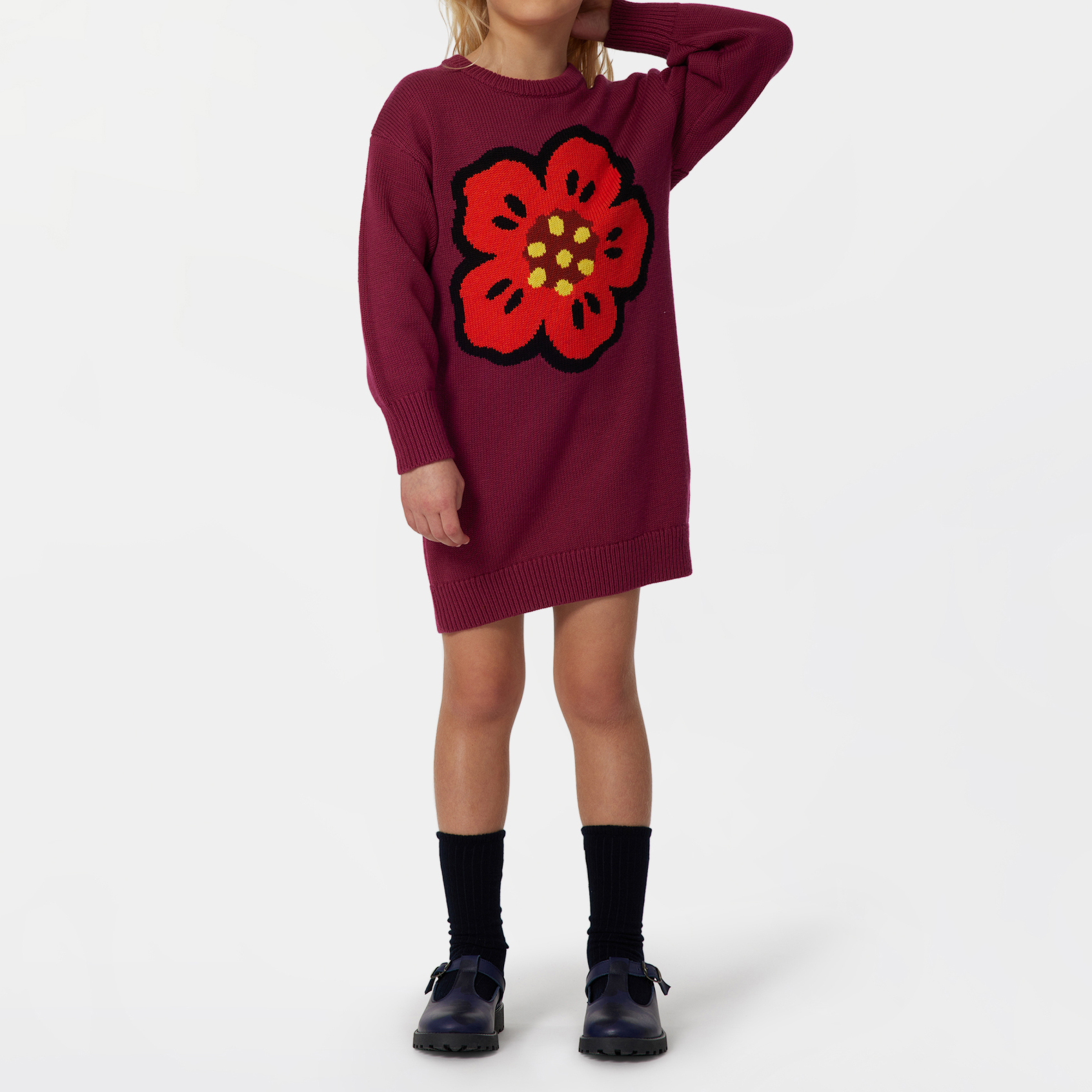 Robe pull coton laine mélangés KENZO KIDS pour FILLE