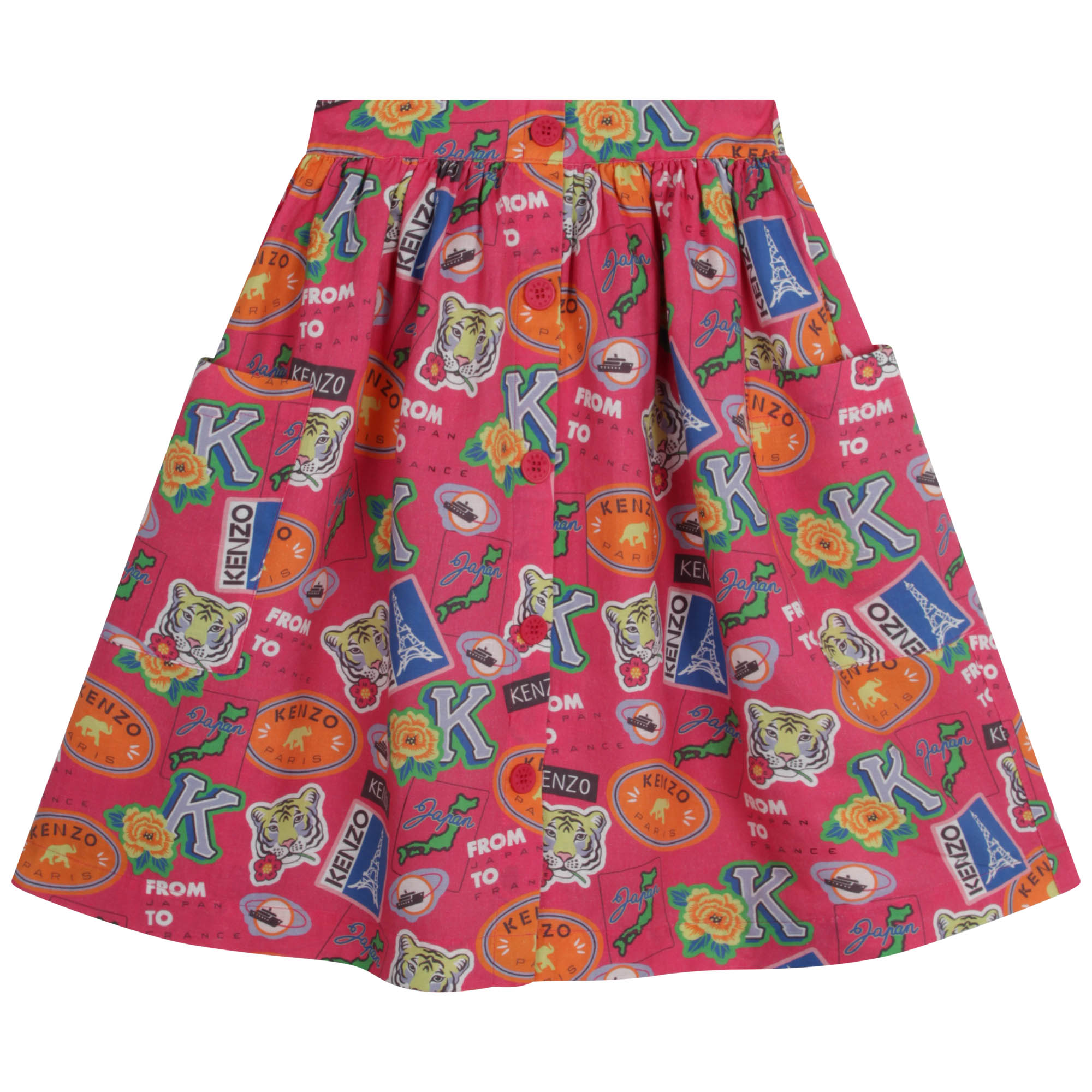 kenzo kids jupe imprimée en coton et lin fille 6a rose