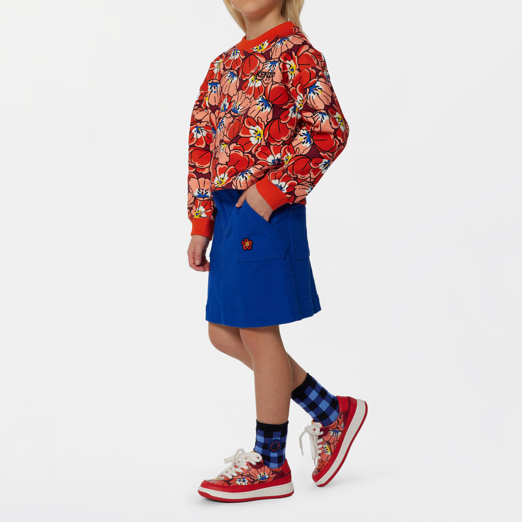 Jupe en coton taille ajustable KENZO KIDS pour FILLE