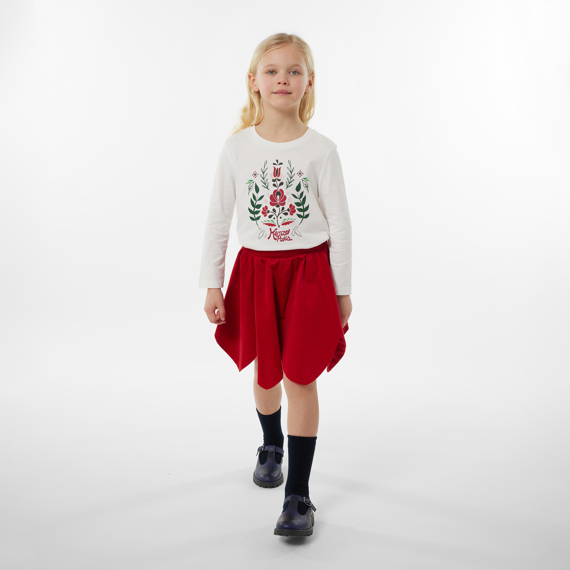 Embroidered velvet skirt KENZO KIDS for GIRL