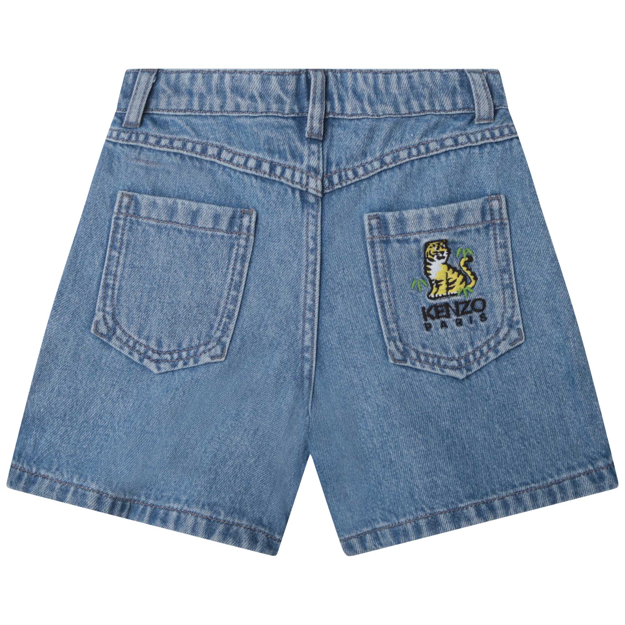 Jeans shorts with embroidery KENZO KIDS for GIRL
