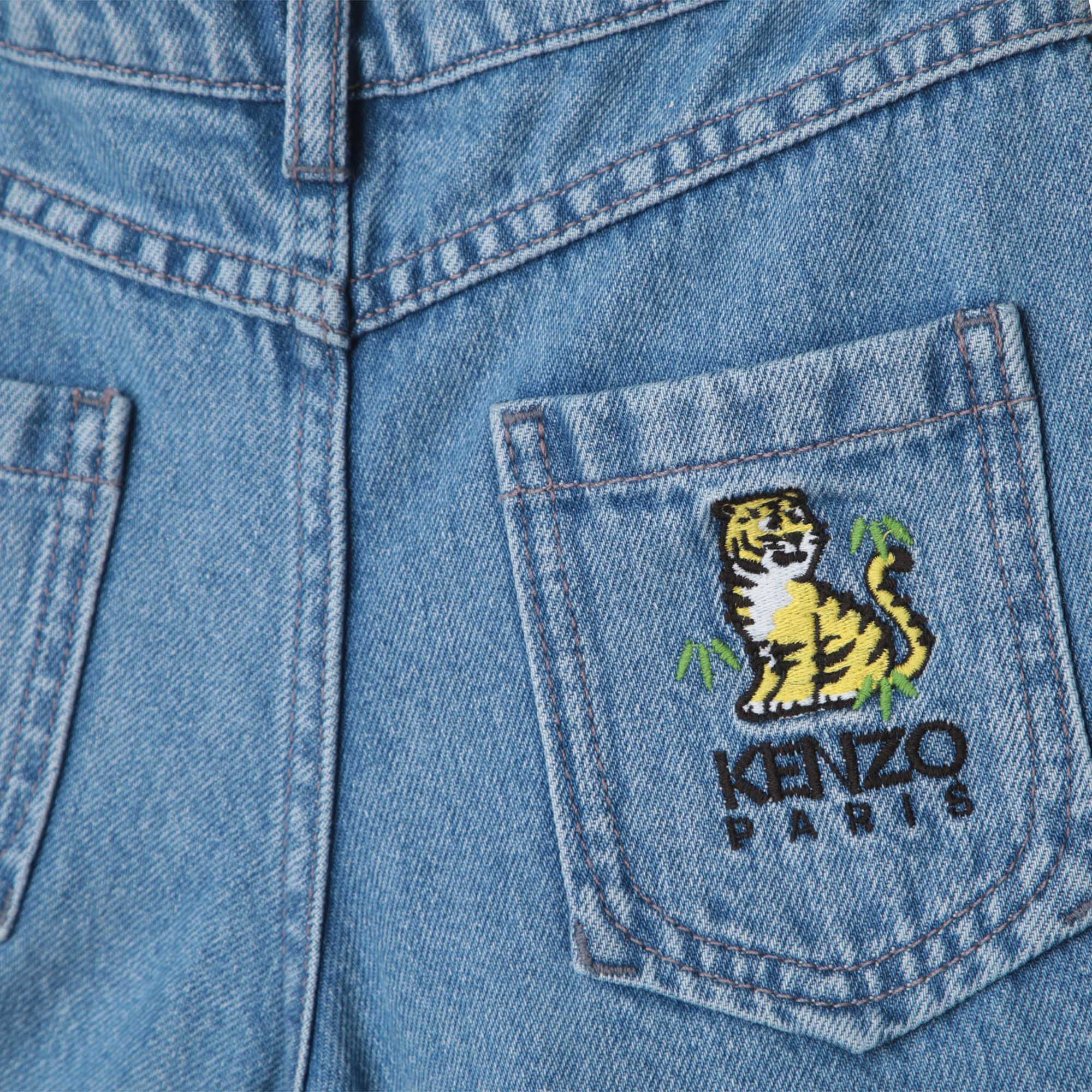 Jeans shorts with embroidery KENZO KIDS for GIRL