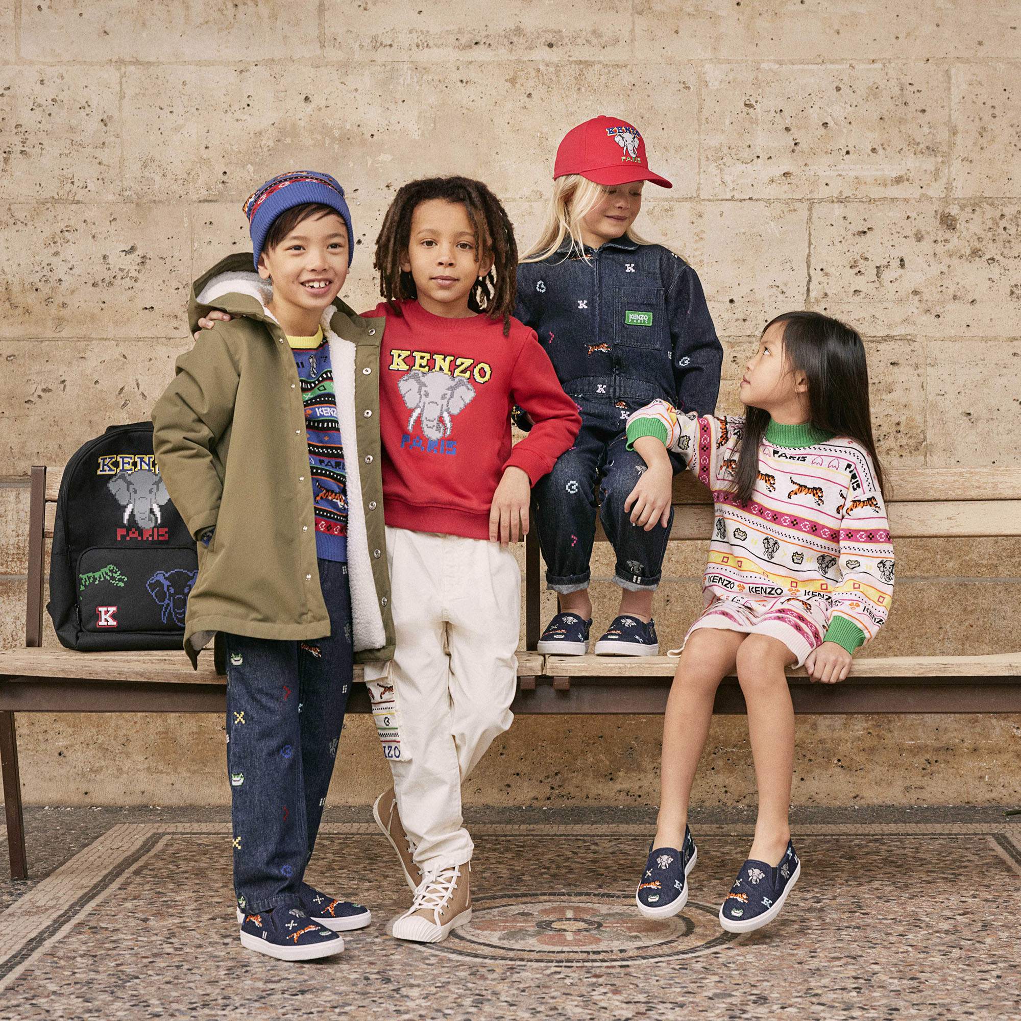 Combinaison en jean brodé KENZO KIDS pour FILLE