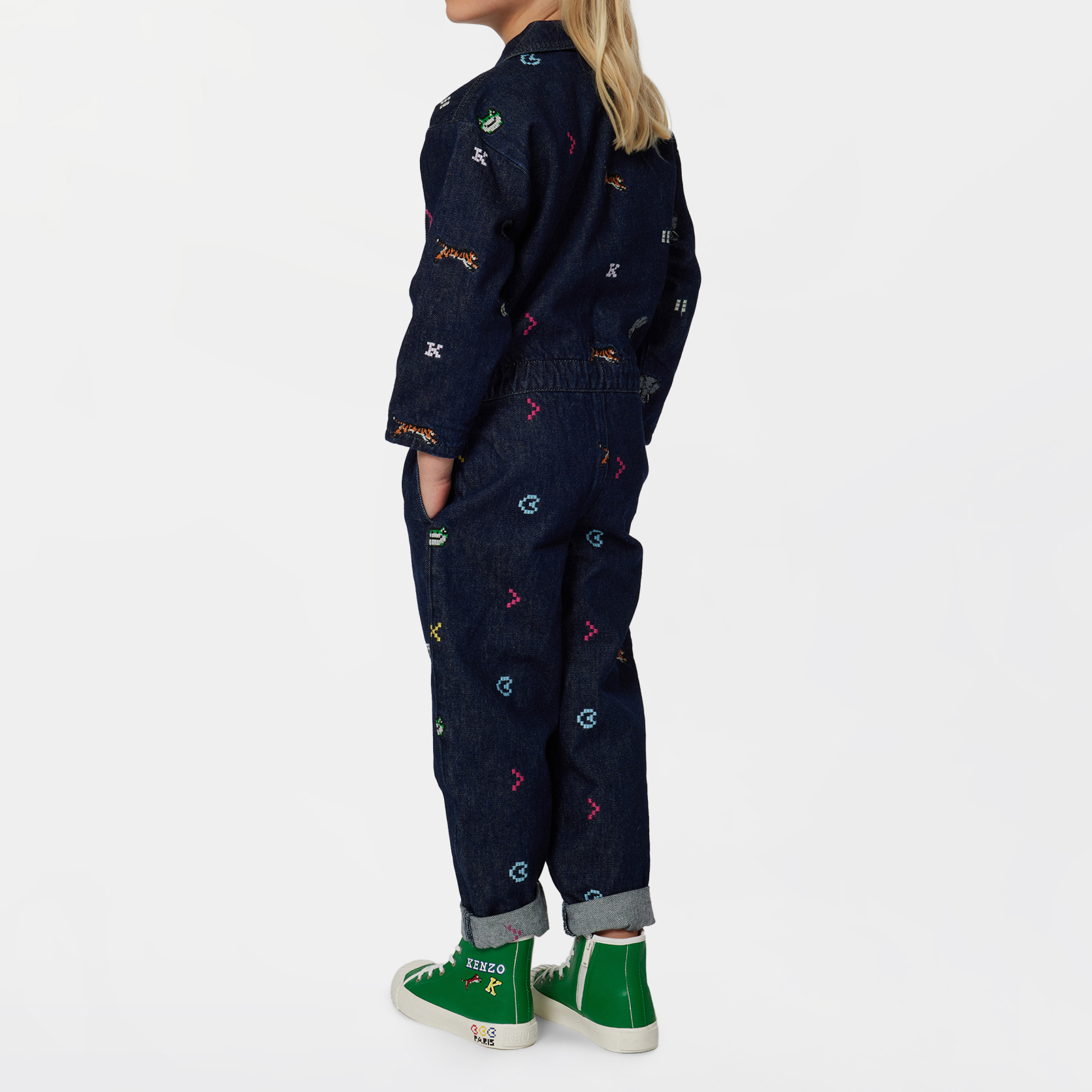 Embroidered denim jumpsuit KENZO KIDS for GIRL