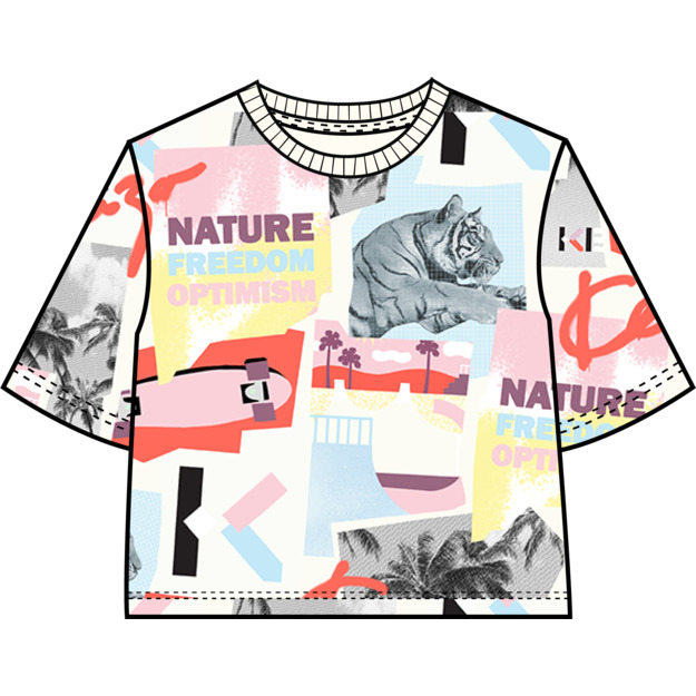 Urban print cropped T-shirt KENZO KIDS for GIRL