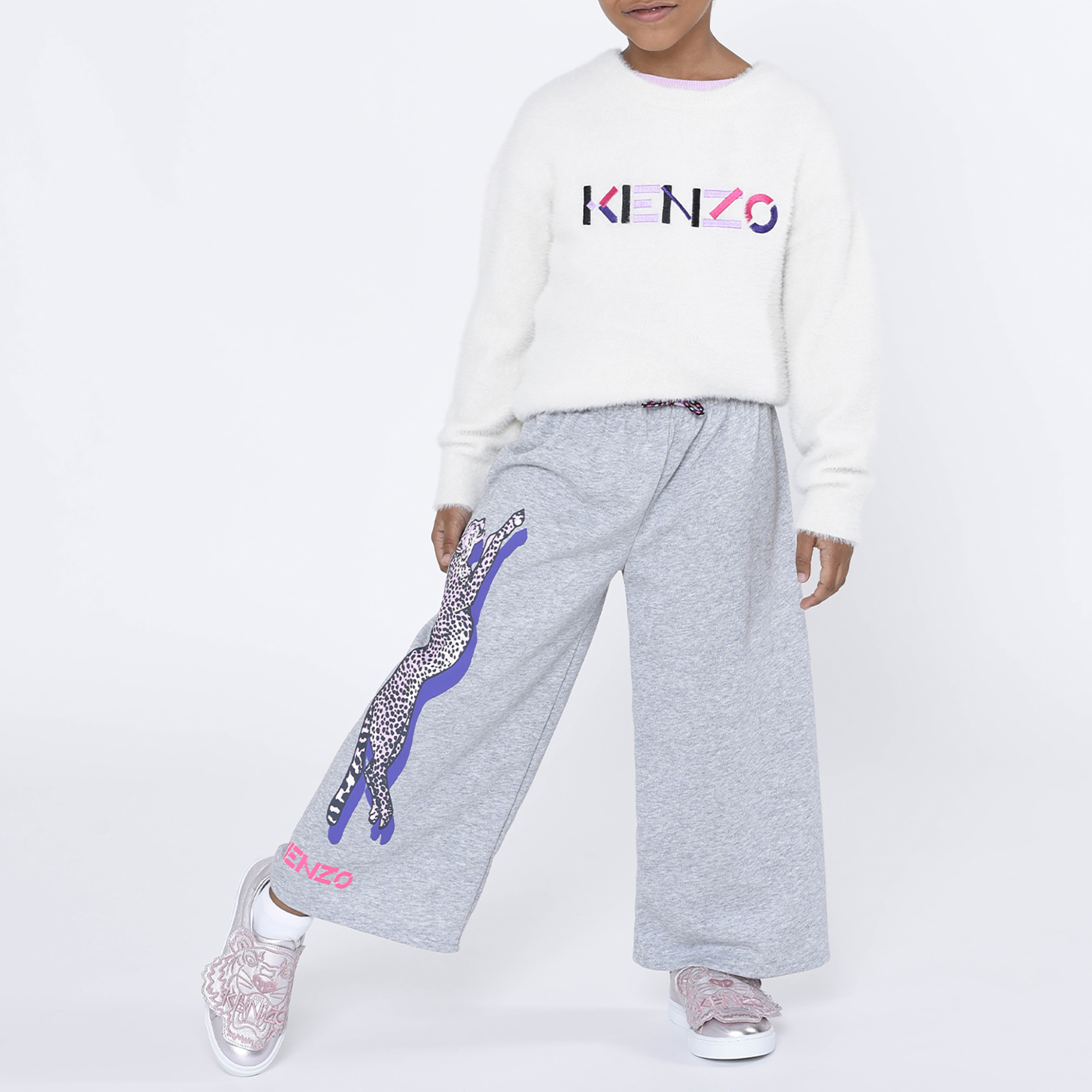 Pull col rond maille duveteuse KENZO KIDS pour FILLE
