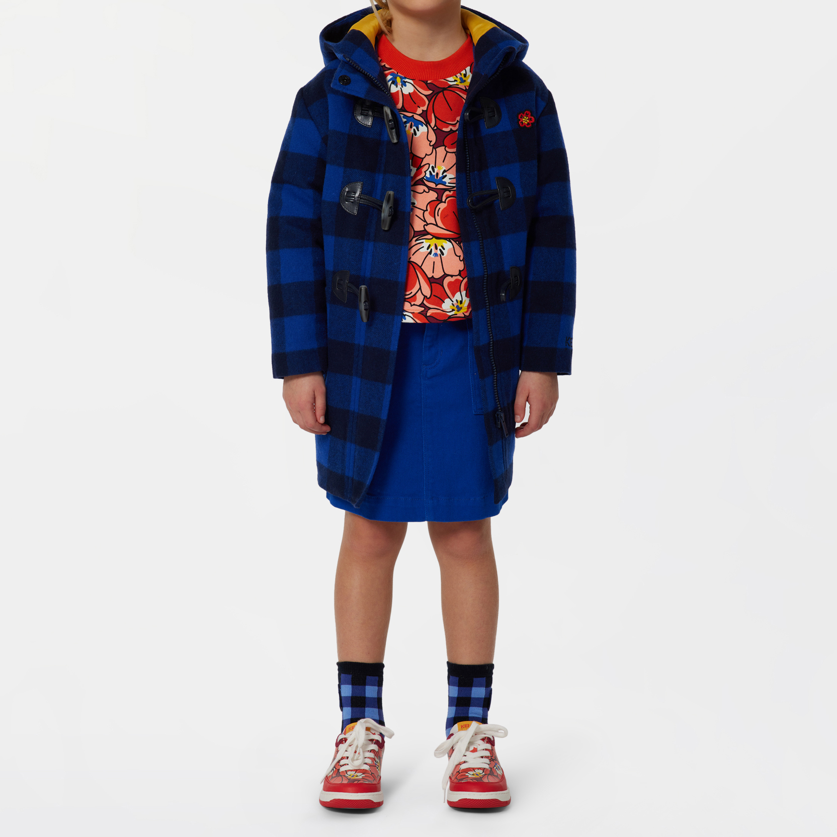 Manteau à capuche en laine KENZO KIDS pour FILLE