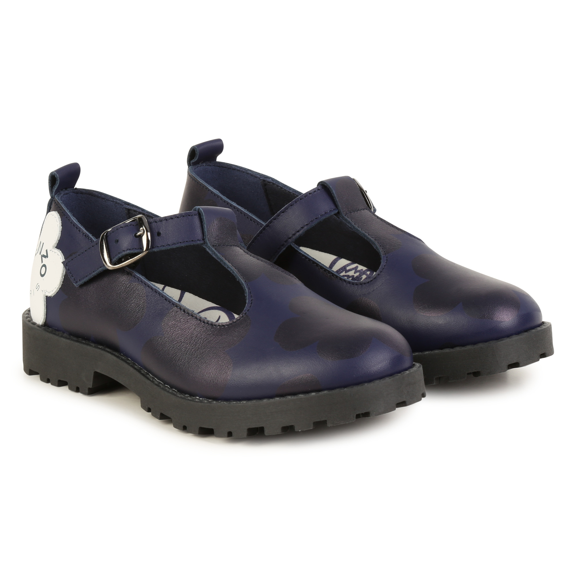 kenzo kids ballerines à boucles en cuir fille 28 bleu