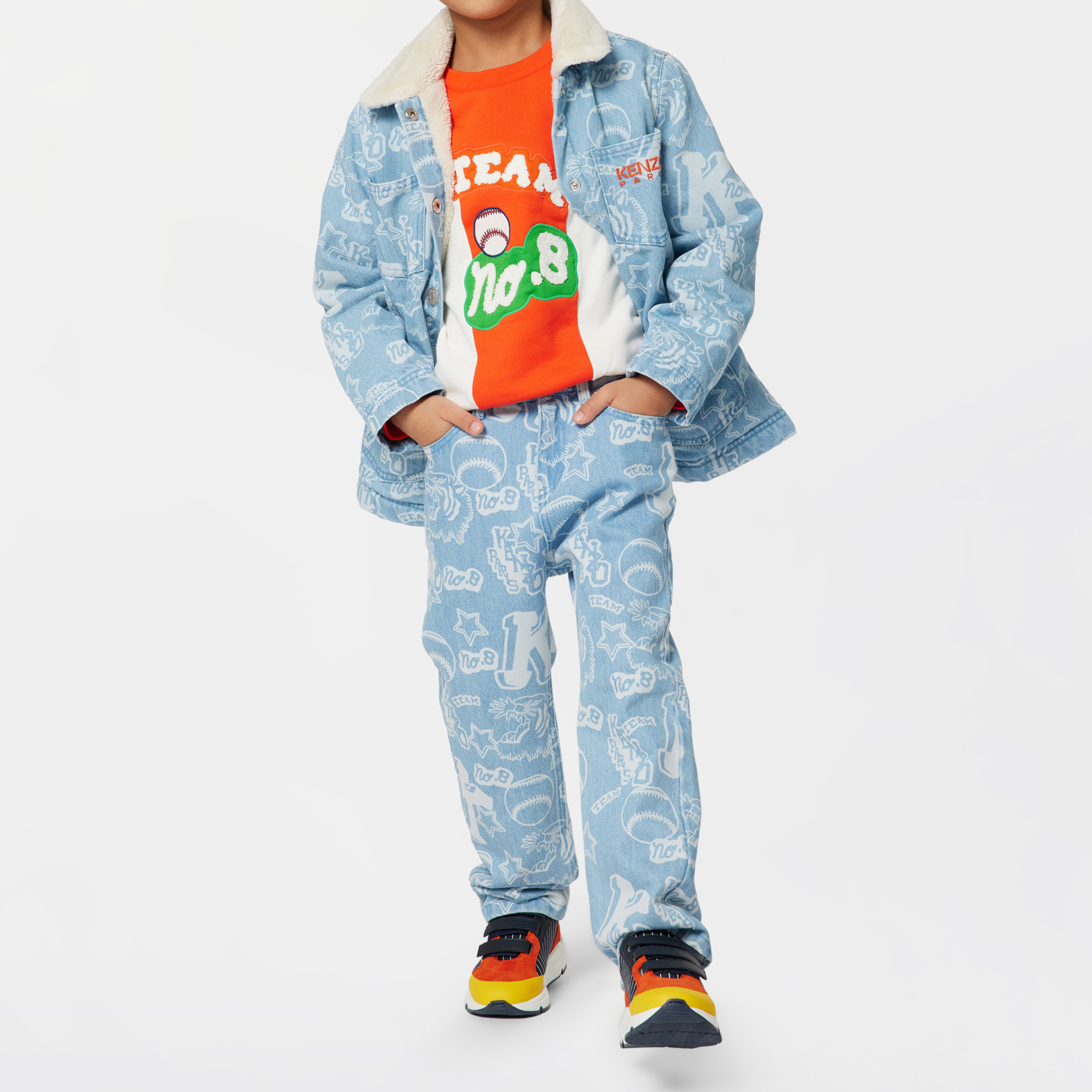 Printed denim trousers KENZO KIDS for BOY