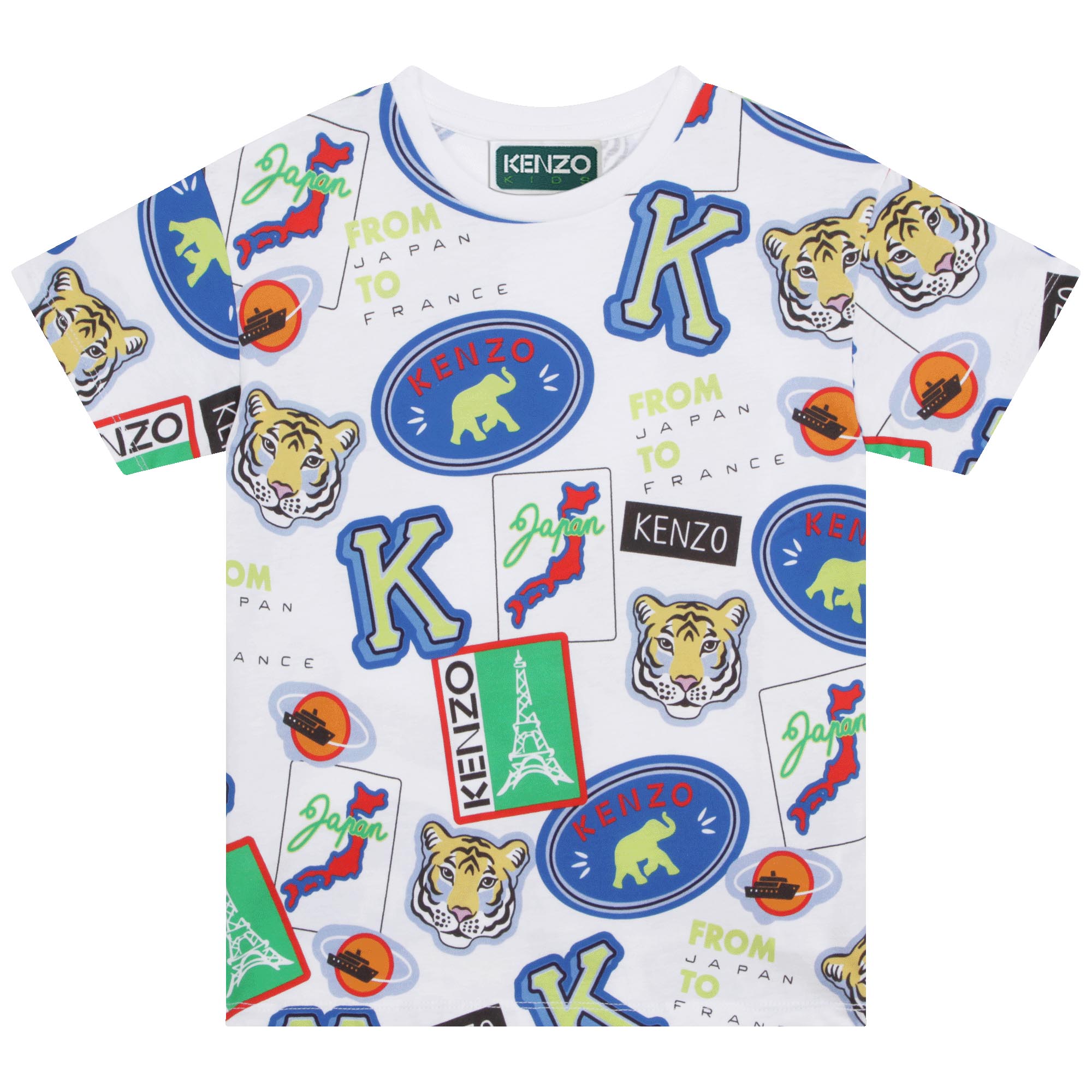 Lagere school neef namens KENZO KIDS Katoenen T-shirt met print jongen wit - | Kids around
