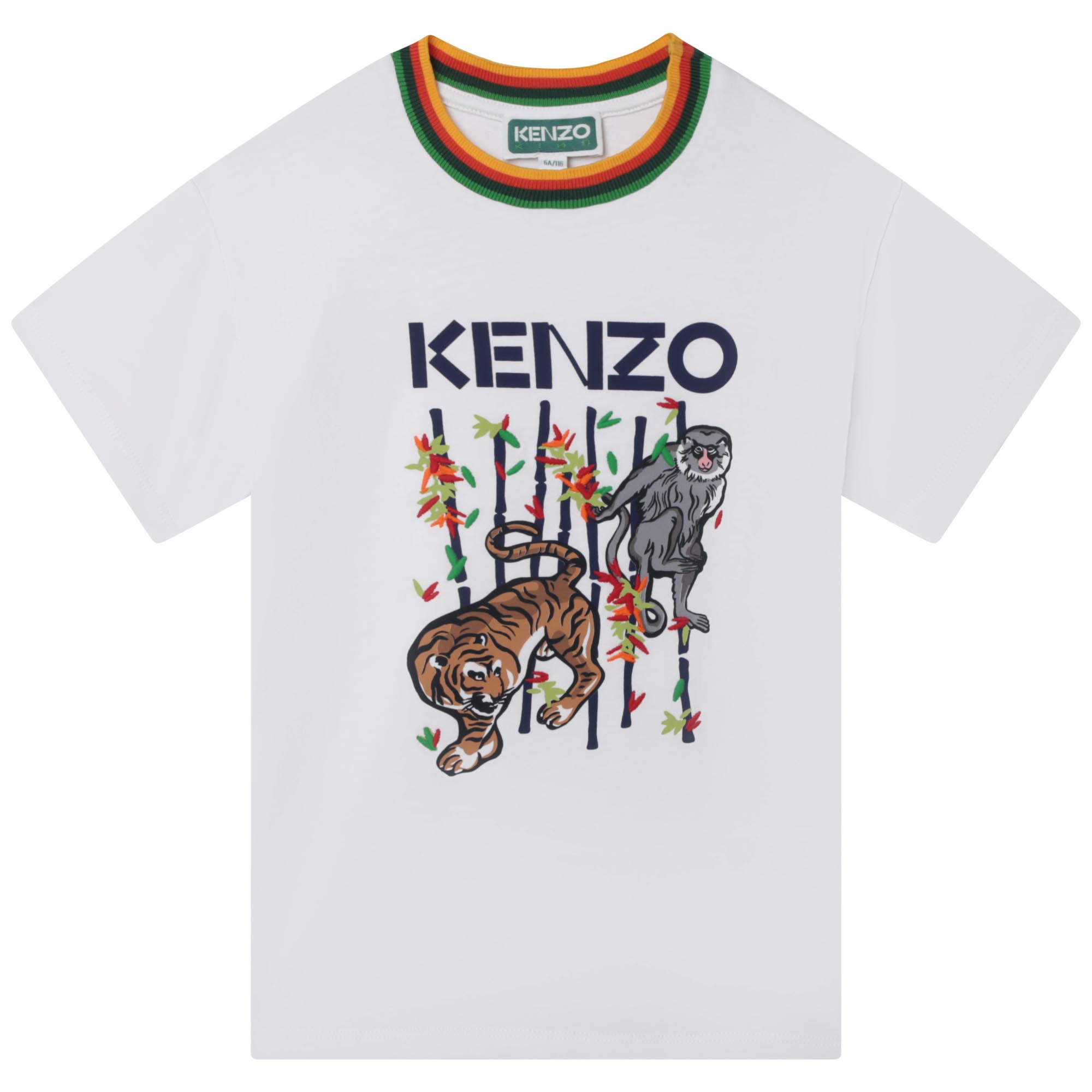 T-shirt cotone collo a righe KENZO KIDS Per RAGAZZO
