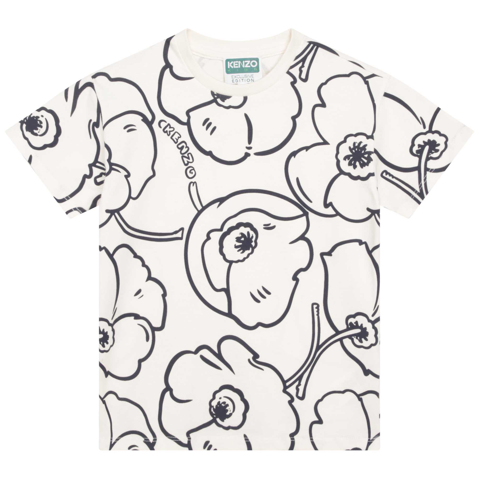 Floral cotton T-shirt KENZO KIDS for BOY