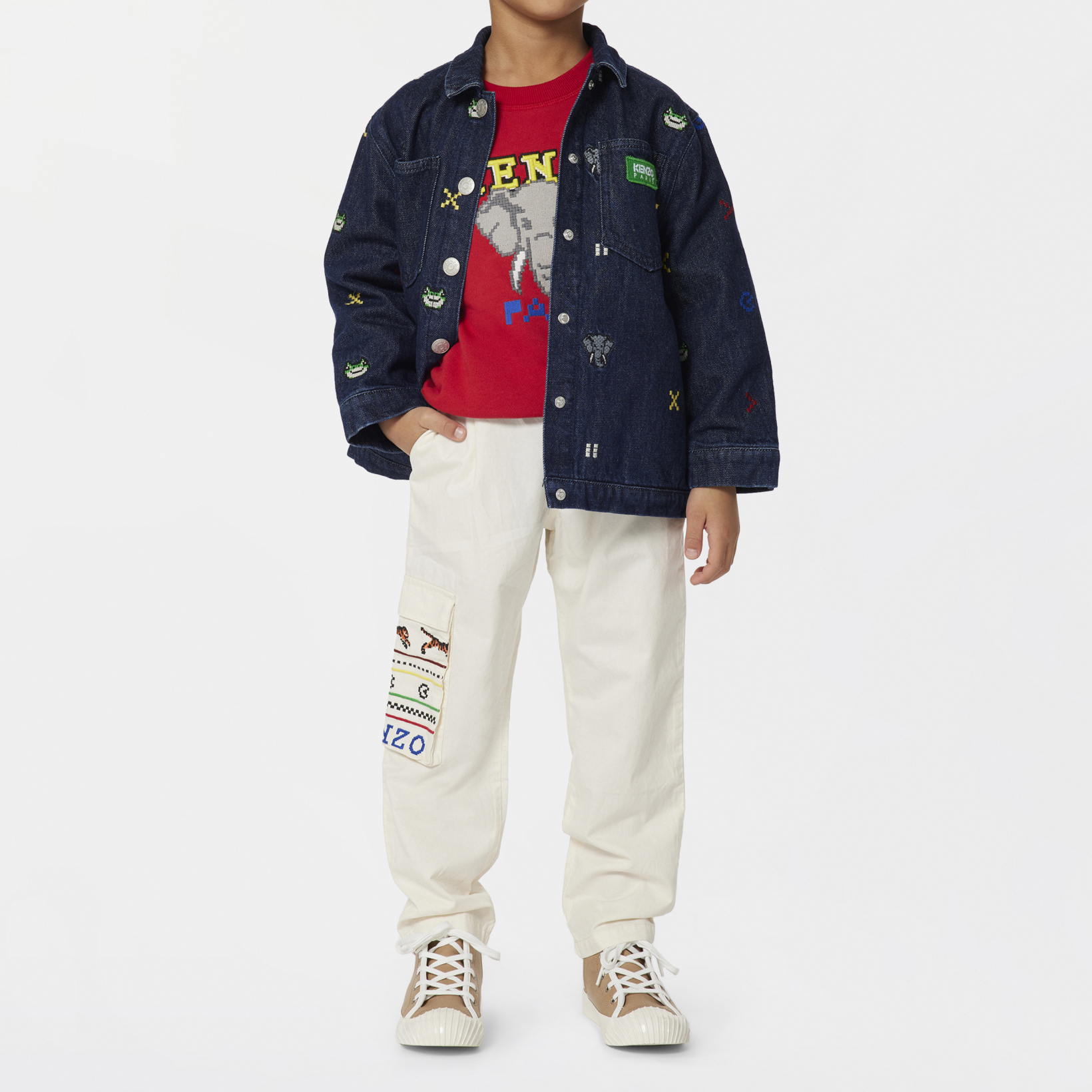 Embroidered denim jacket KENZO KIDS for BOY