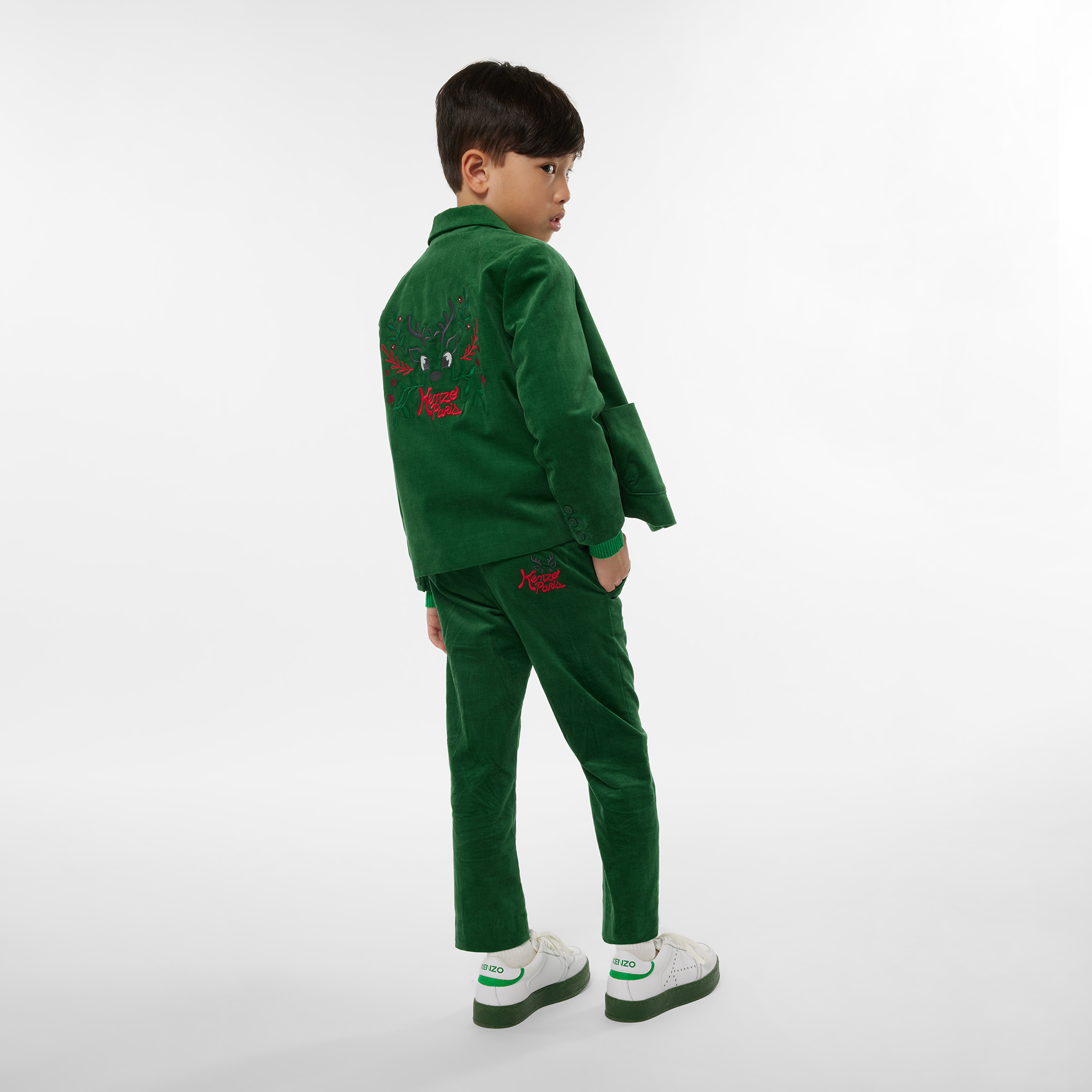 kenzo kids veste brodée en velours garcon 6a vert