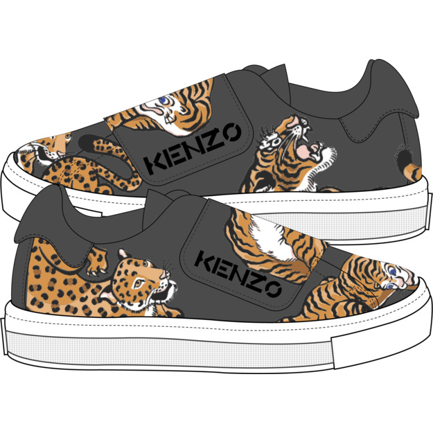 Leather hook-and-loop low-top sneakers KENZO KIDS for BOY