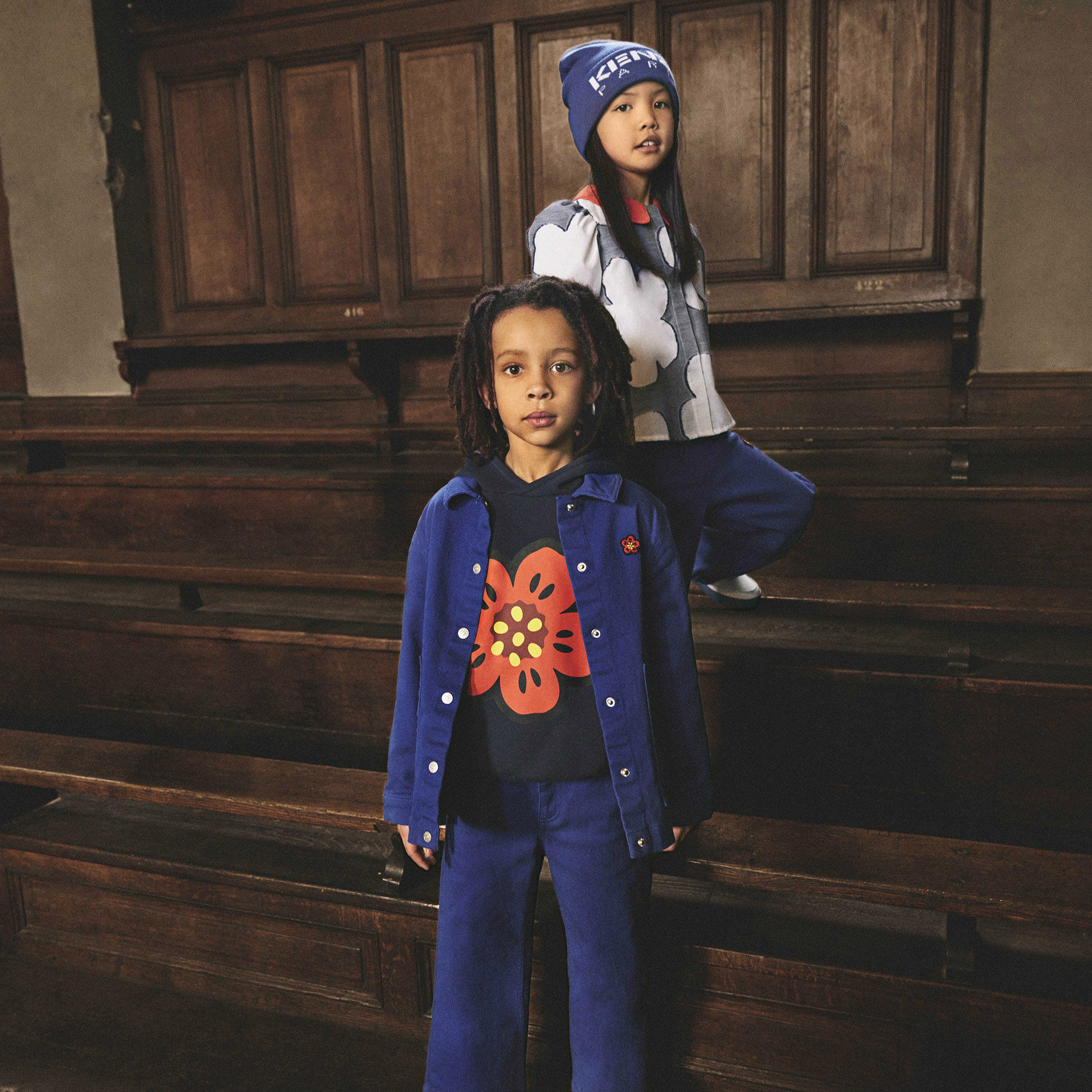 Pantalon brodé en toile coton KENZO KIDS pour UNISEXE