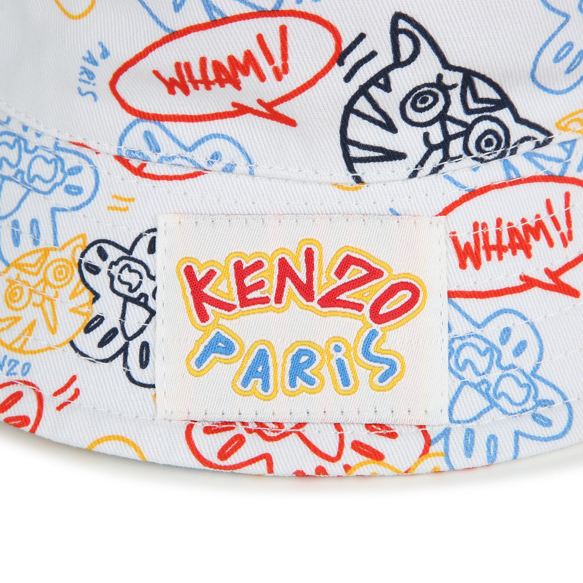 Printed cotton hat with ears KENZO KIDS for UNISEX