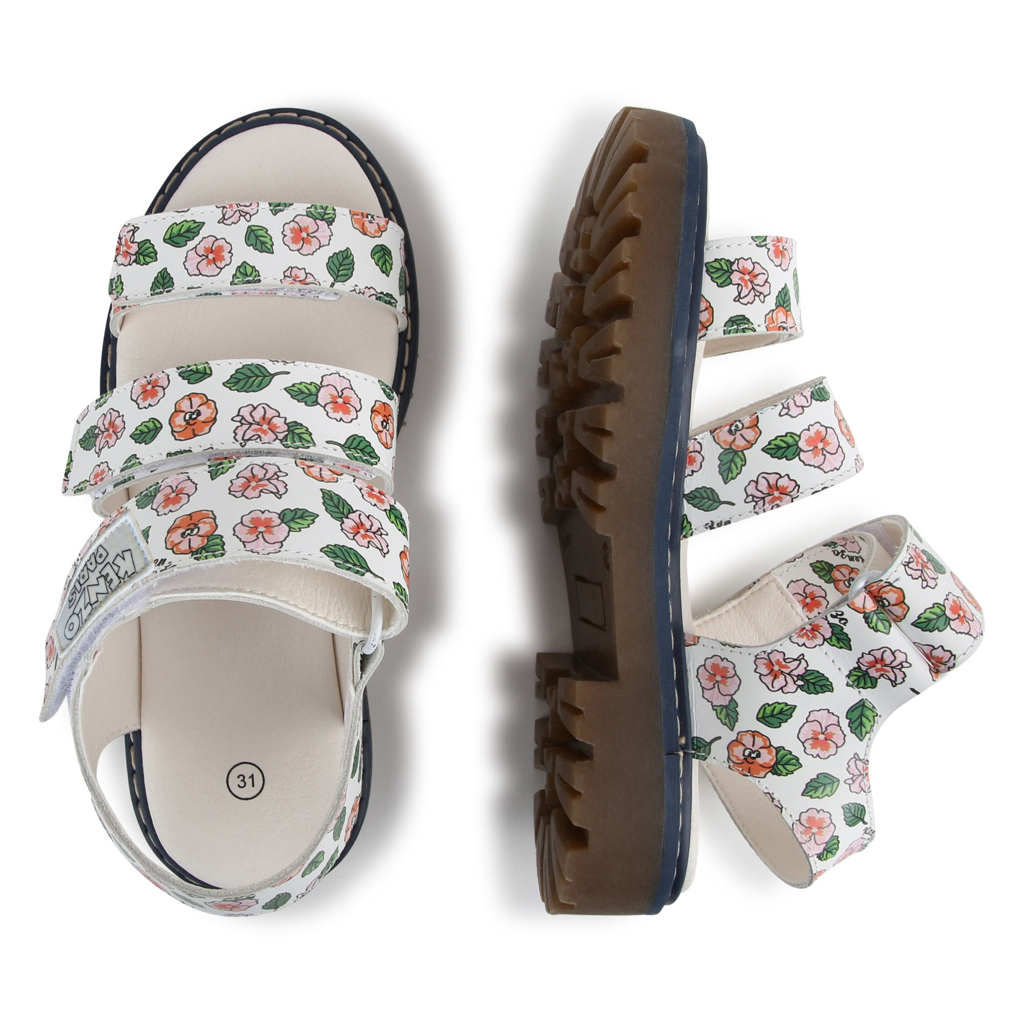 Leren sandalen met klittenband KENZO KIDS Voor