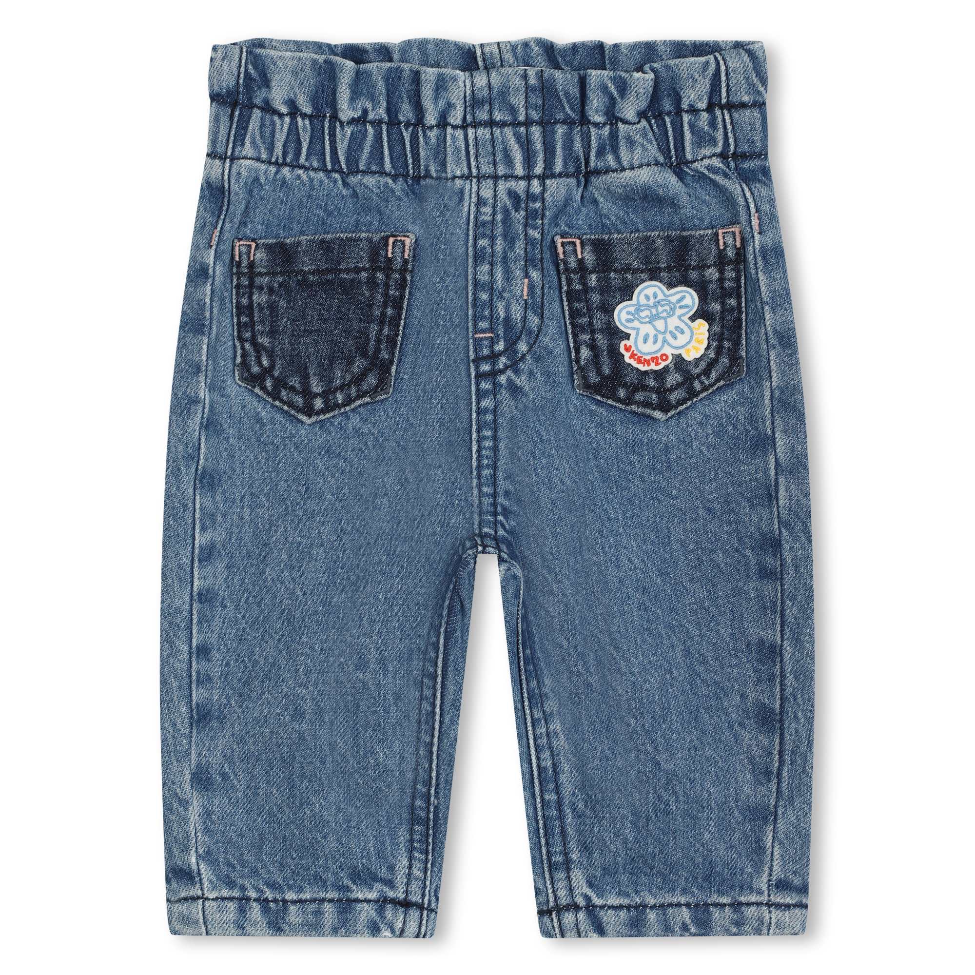 Jeans in cotone con patch KENZO KIDS Per BAMBINA