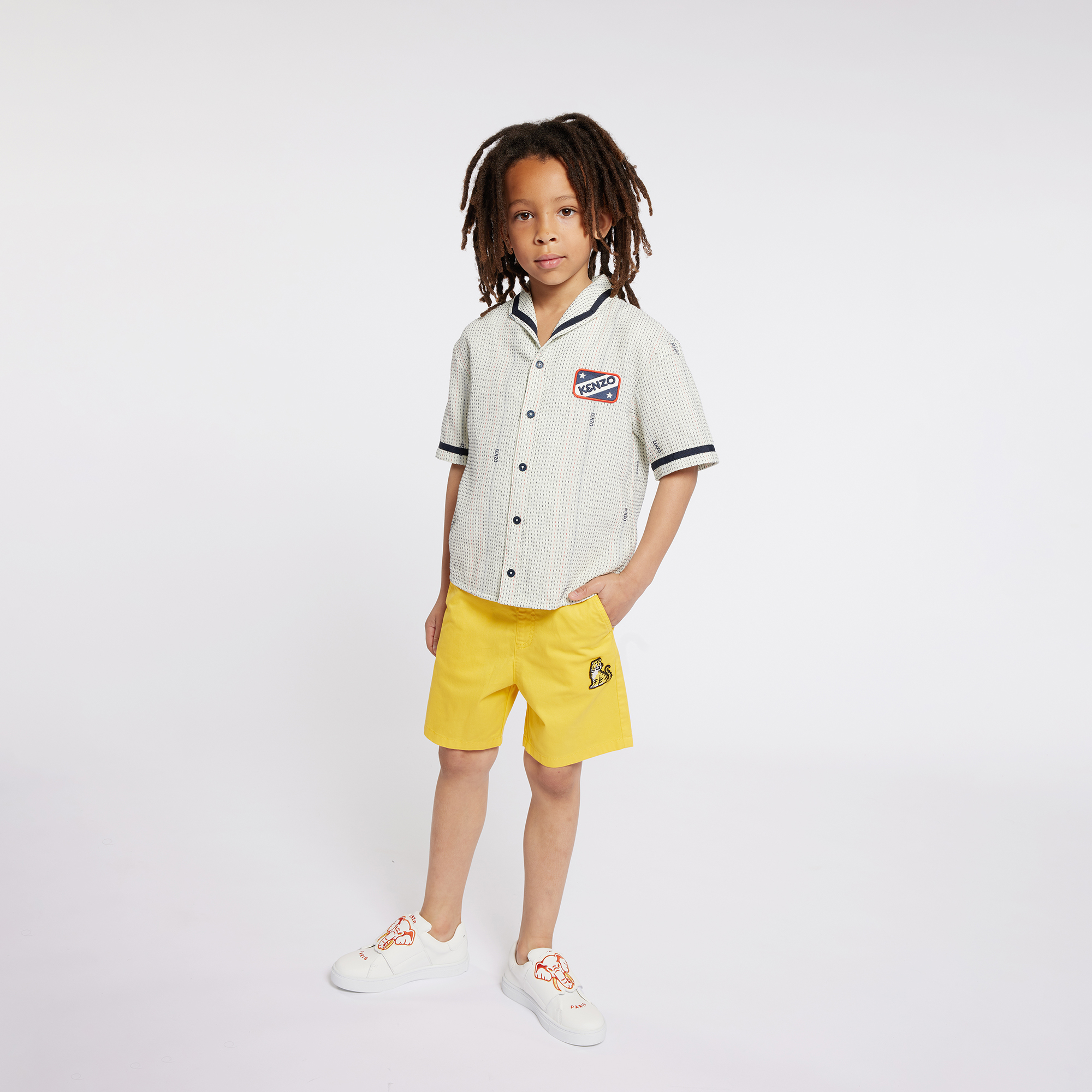 Tweekleurig overhemd met badge KENZO KIDS Voor