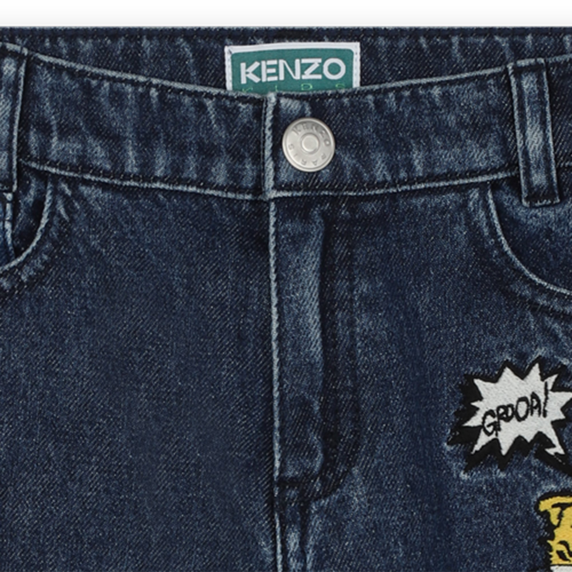 Jeans badge e ricami in cotone KENZO KIDS Per RAGAZZO
