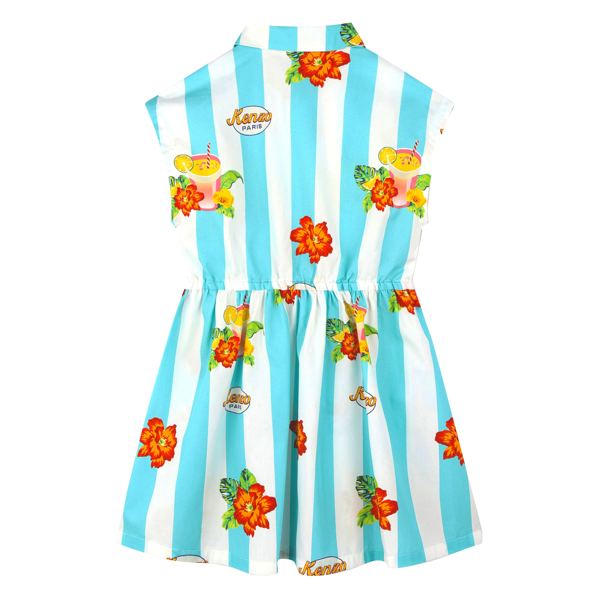 Striped cotton poplin dress KENZO KIDS for GIRL
