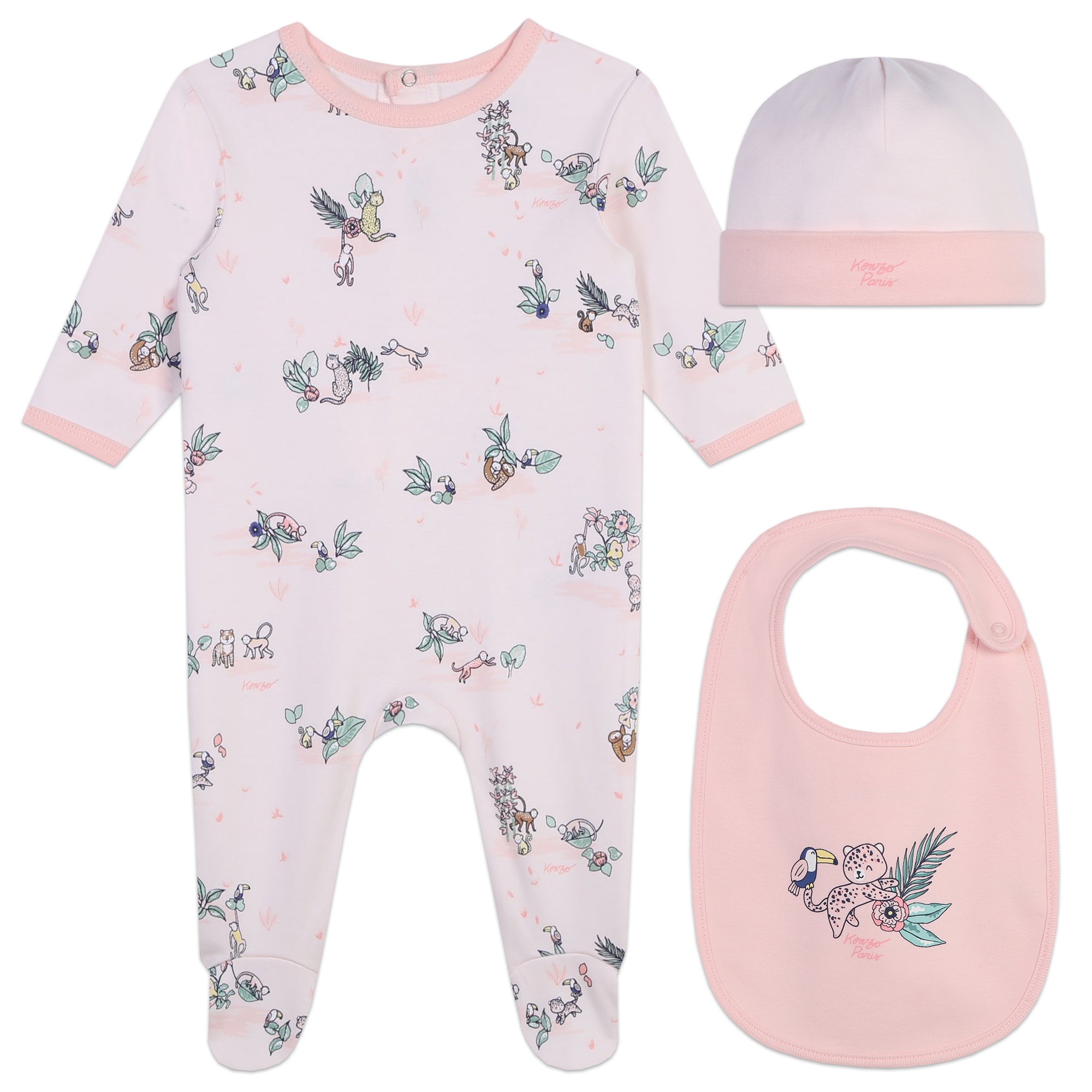 Pyjama bonnet et bavoir coton