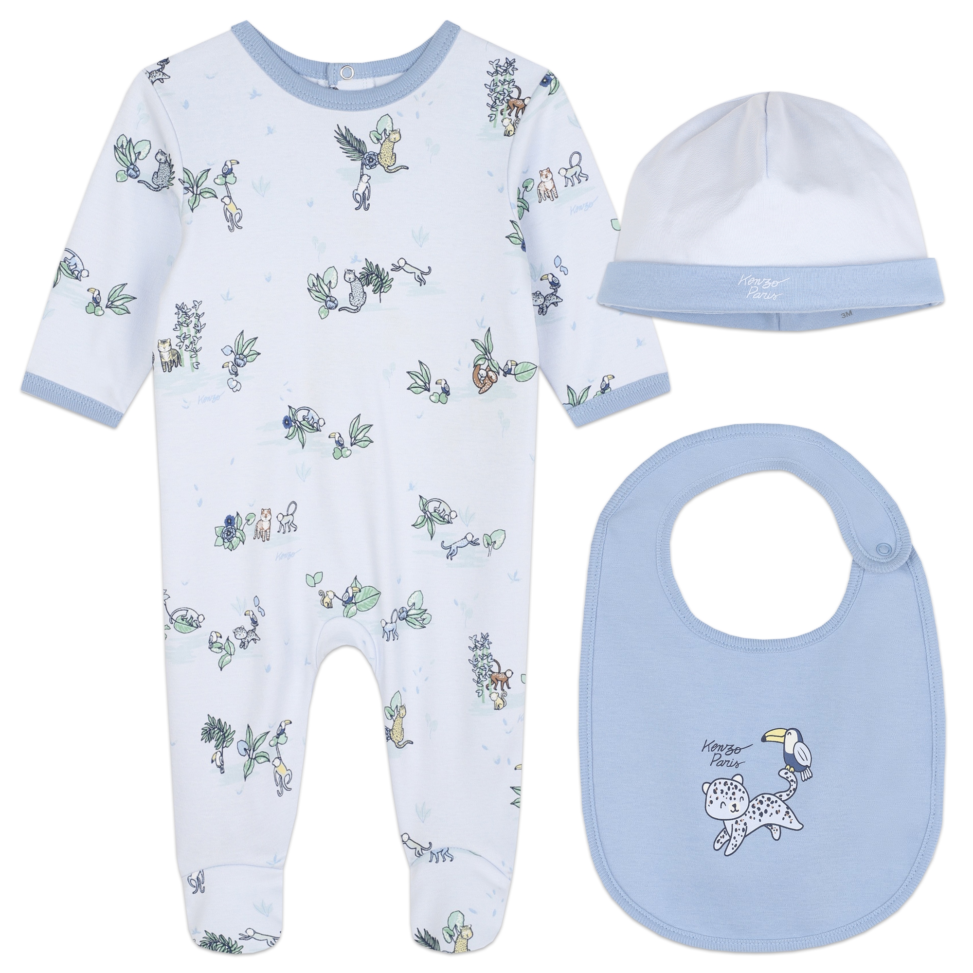 KENZO KIDS Pyjama bavoir et bonnet bebe bleu Kids around