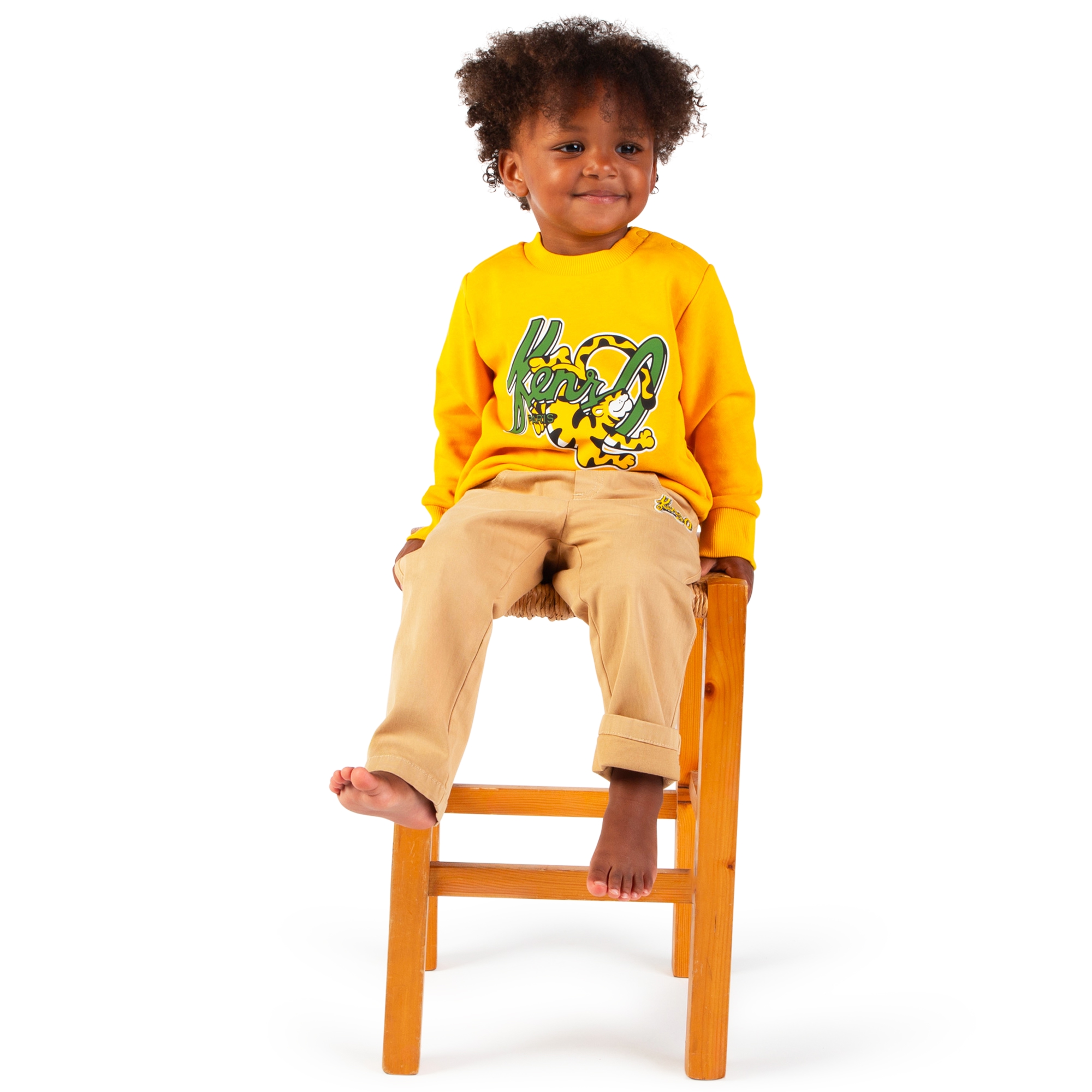 KENZO KIDS Felpa in tessuto garzato baby giallo Kids around