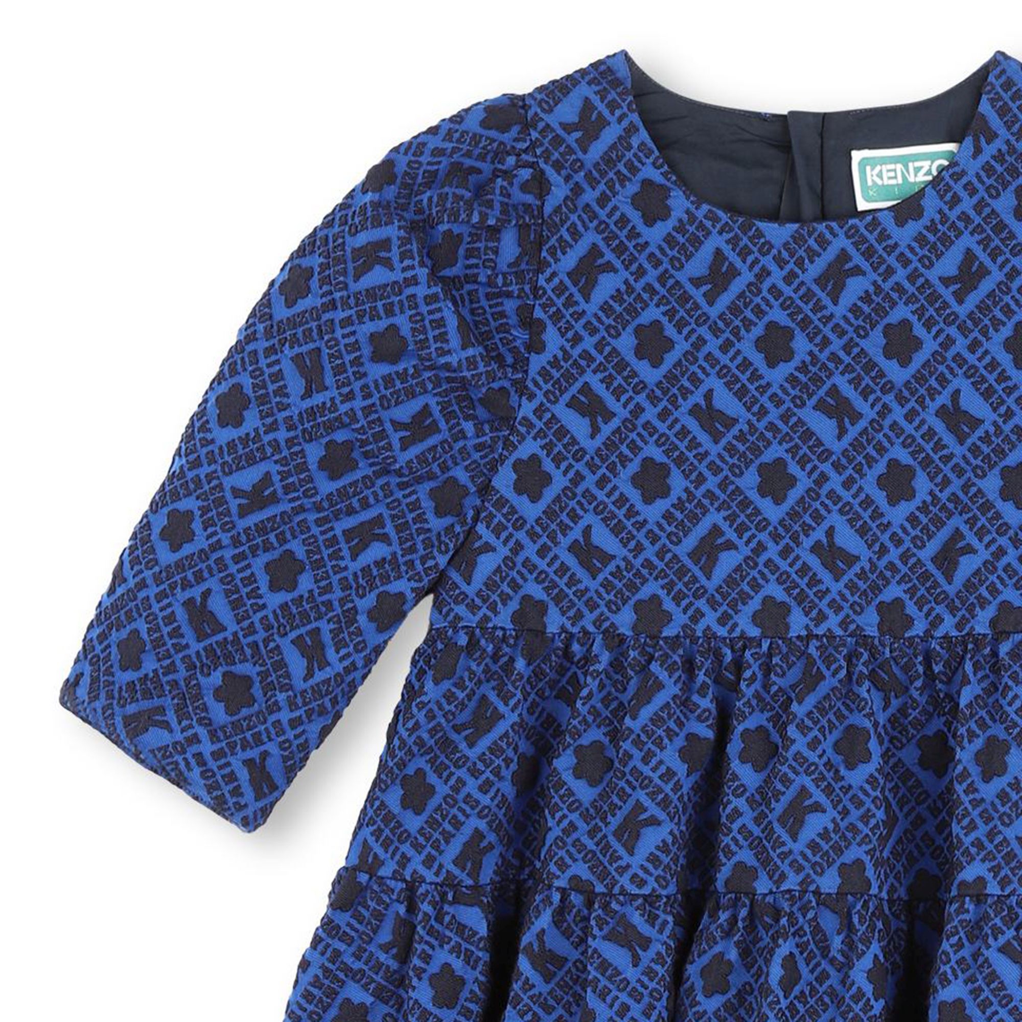 KENZO KIDS Gathered printed dress girl blue Kids around