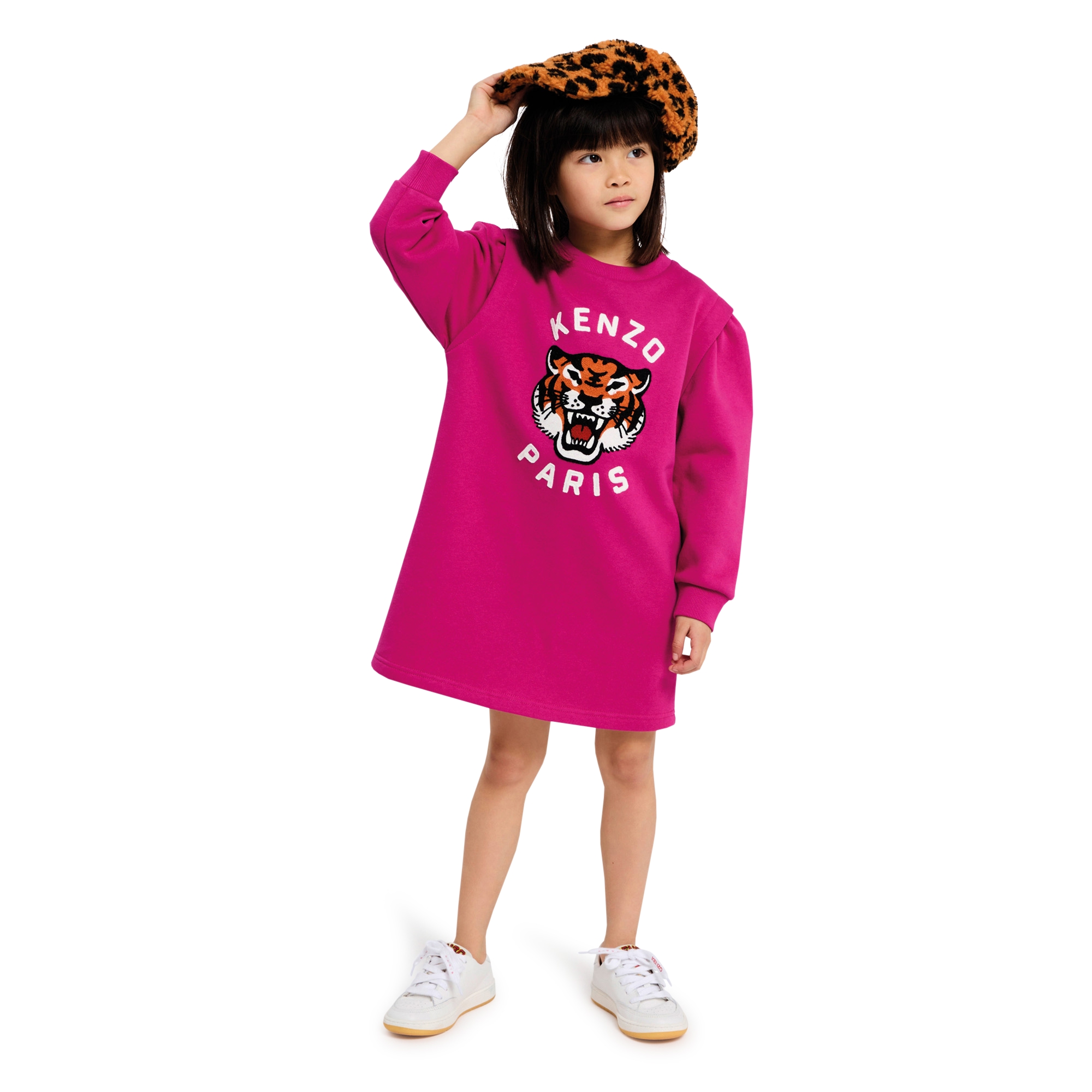 Fleece jurk met plooien KENZO KIDS Voor